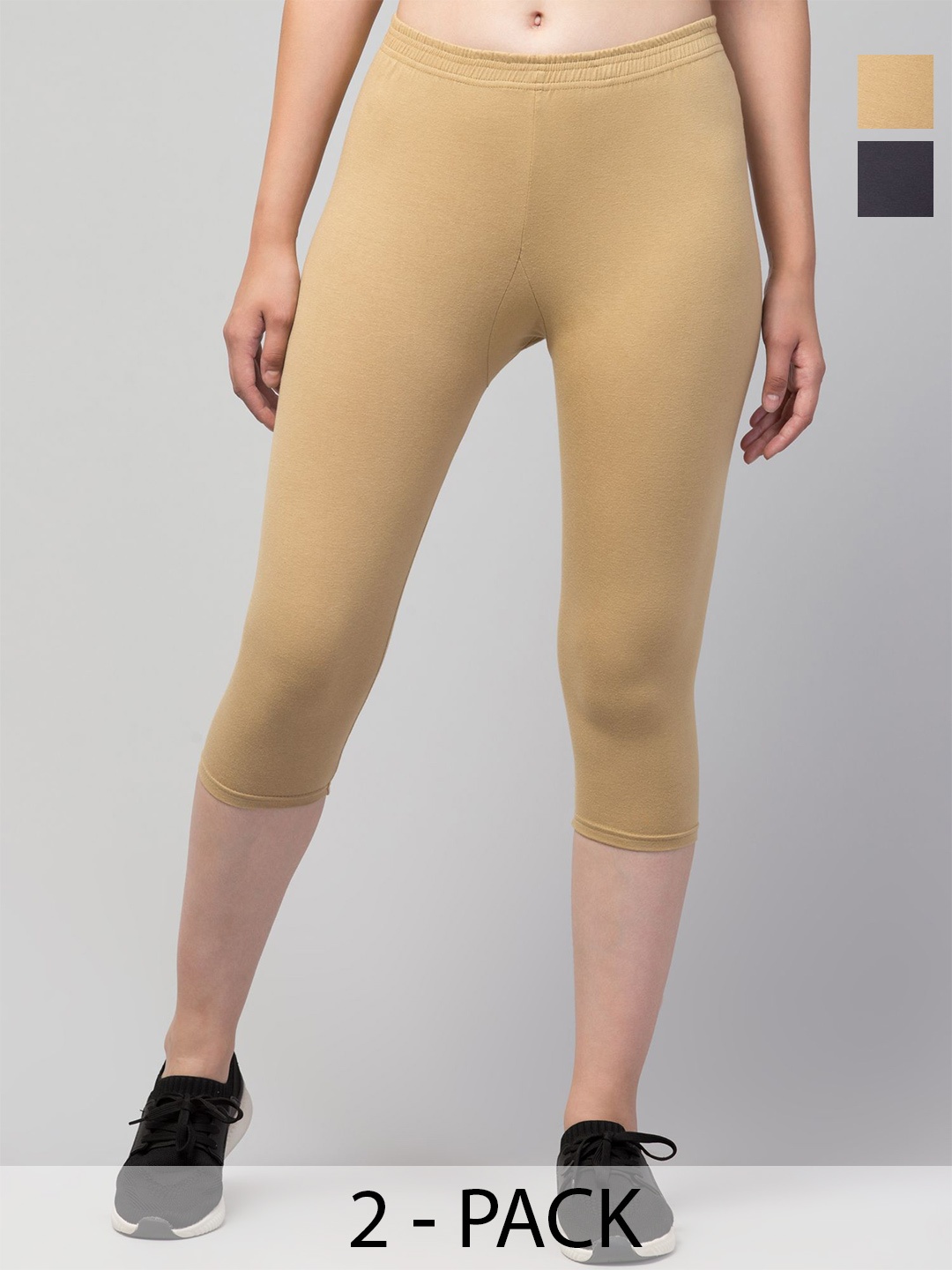 

ULLAS Women Skinny Fit Capris, Beige