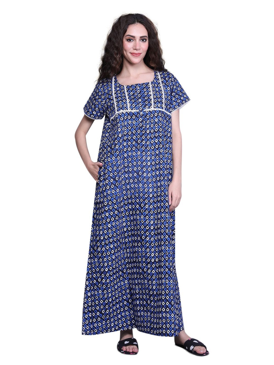 

evolove Printed Maxi Nightdress, Blue