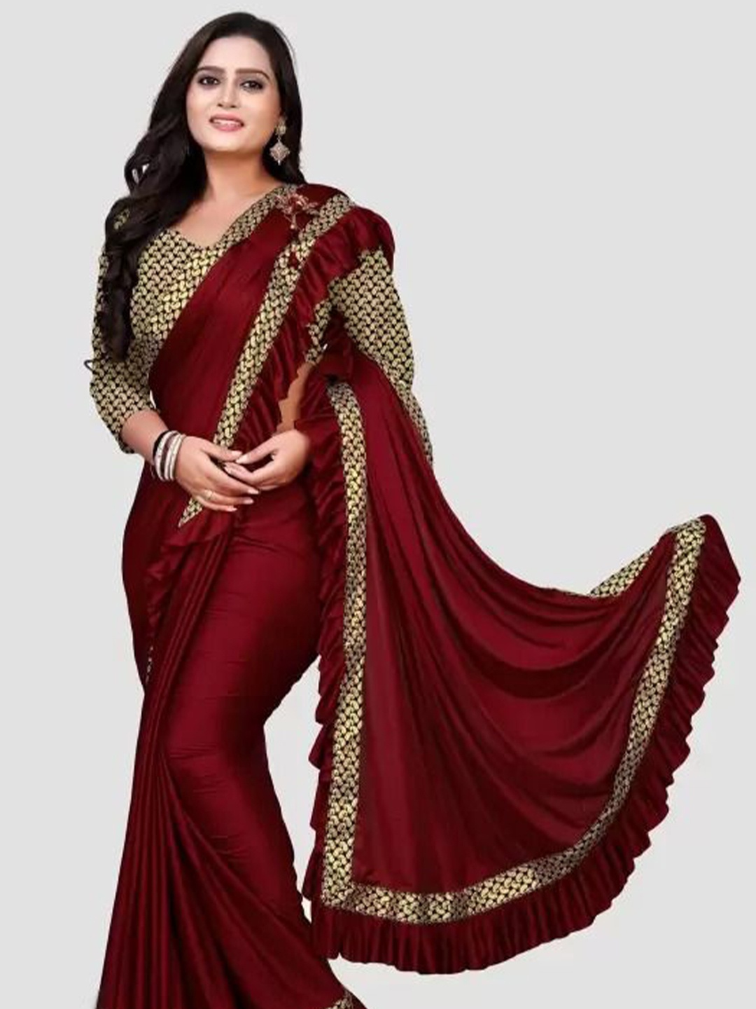 

SAADHVI Saree, Maroon