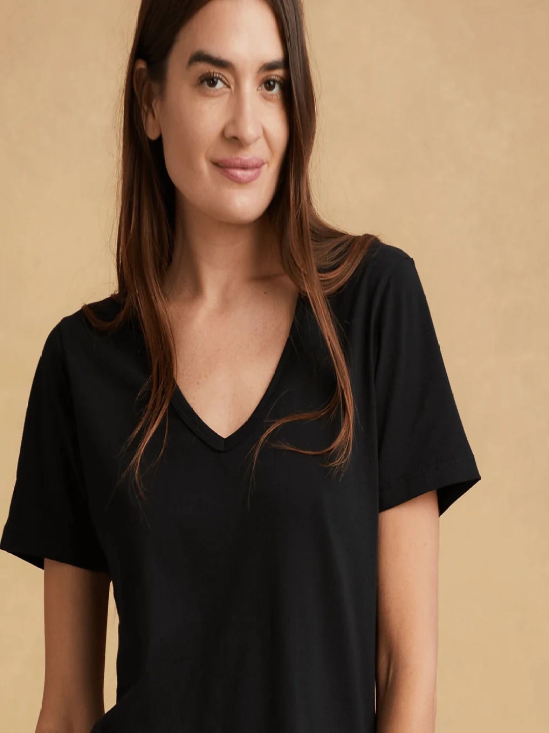 

COLOR CAPITAL Women 2 V-Neck Drop-Shoulder Sleeves Pockets T-shirt, Black