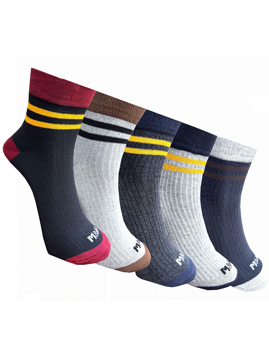 

Mast & Harbour Unisex Pack Of 5 Patterned Ankle Length Socks, Grey