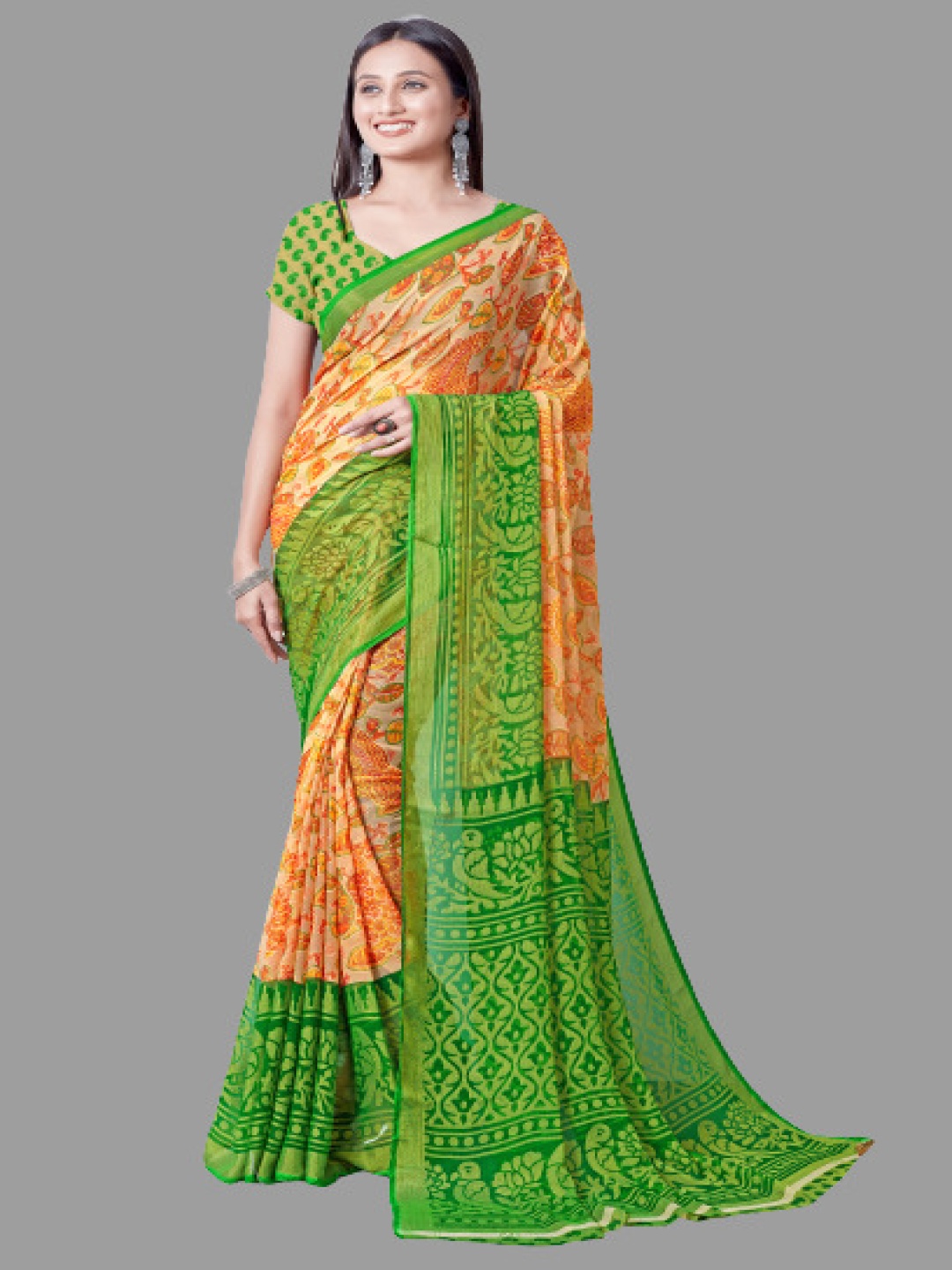 

Sanwariya Silk Paisley Brasso Saree, Orange