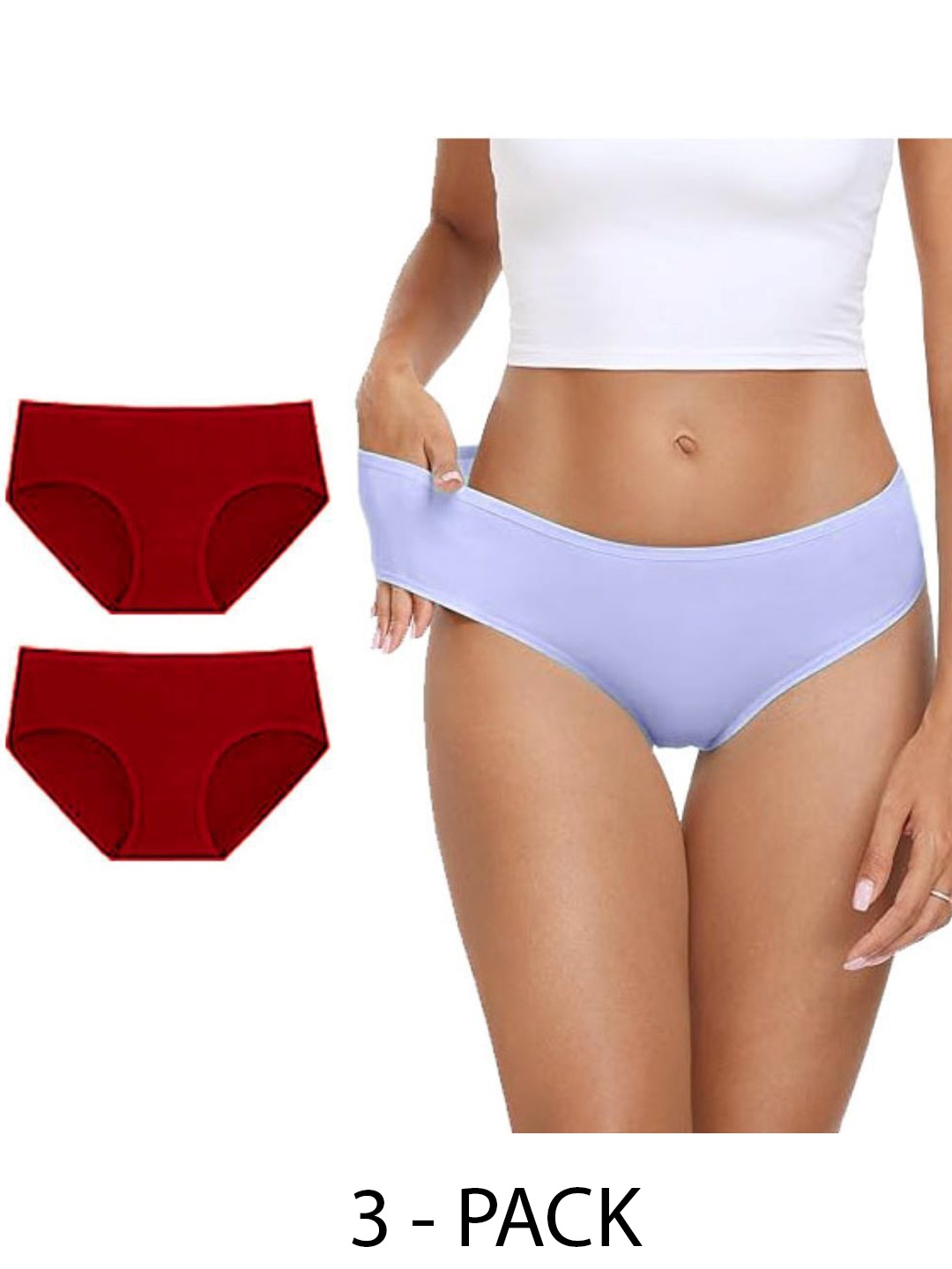 

Diving Deep Women Pack of 3 Low-Rise Hipster Briefs, Blue
