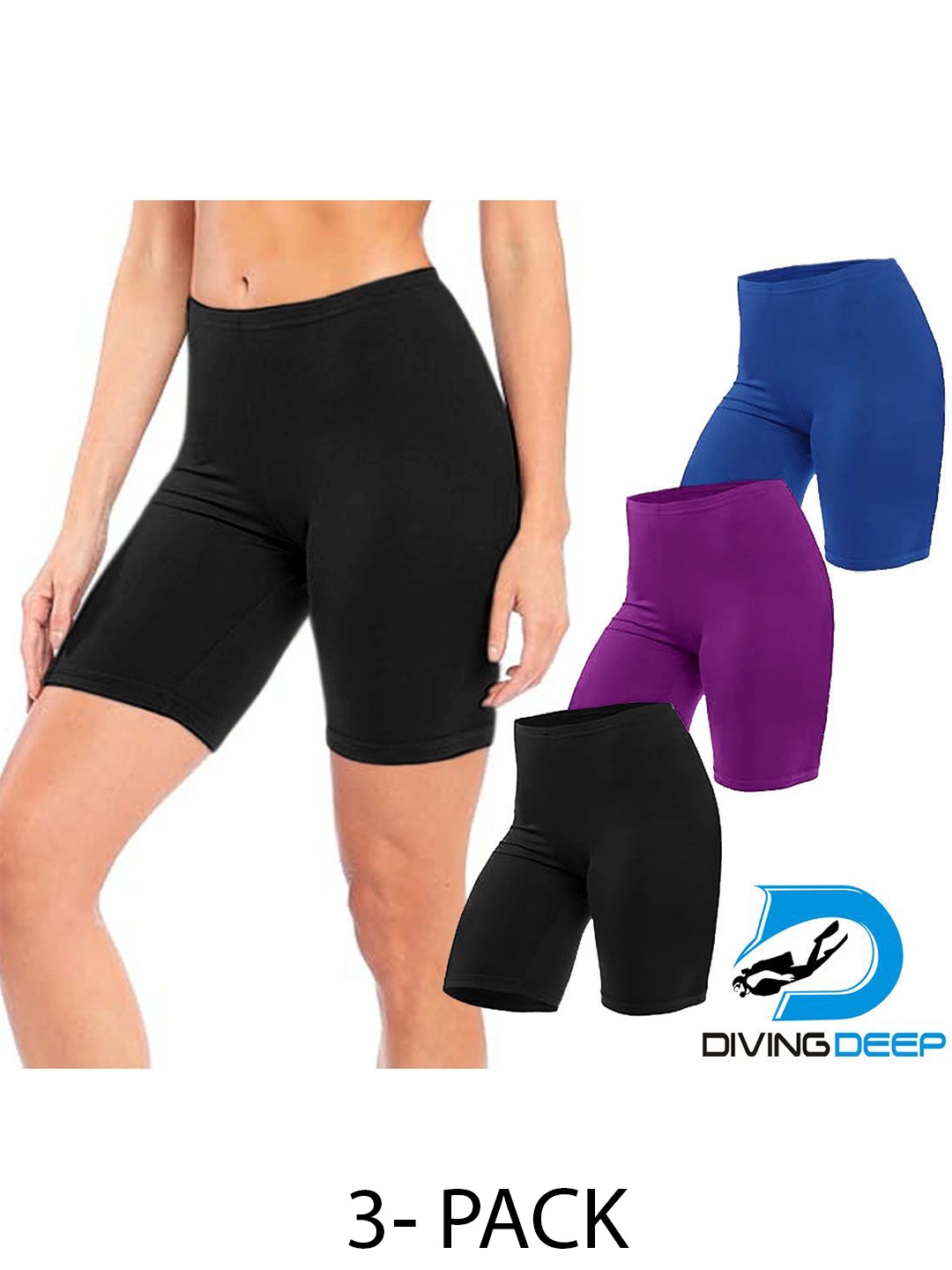 

Diving Deep Women Pack of 3 Boy Shorts Briefs, Black