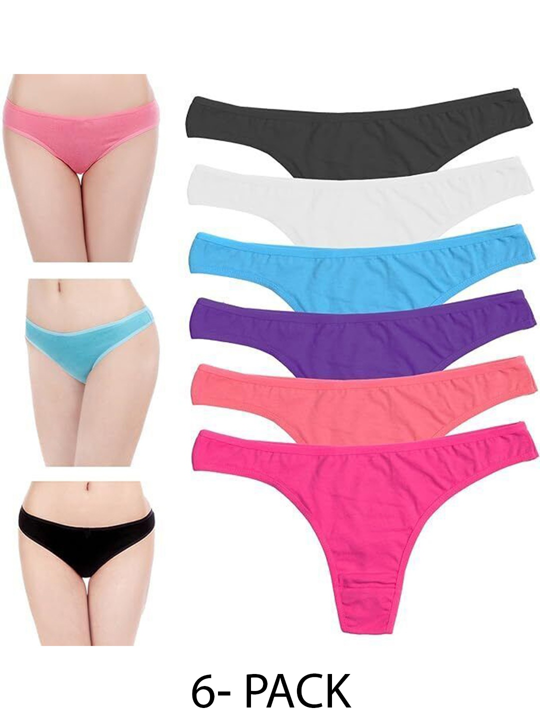 

Diving Deep Pack of 6 Thongs Briefs, Multi