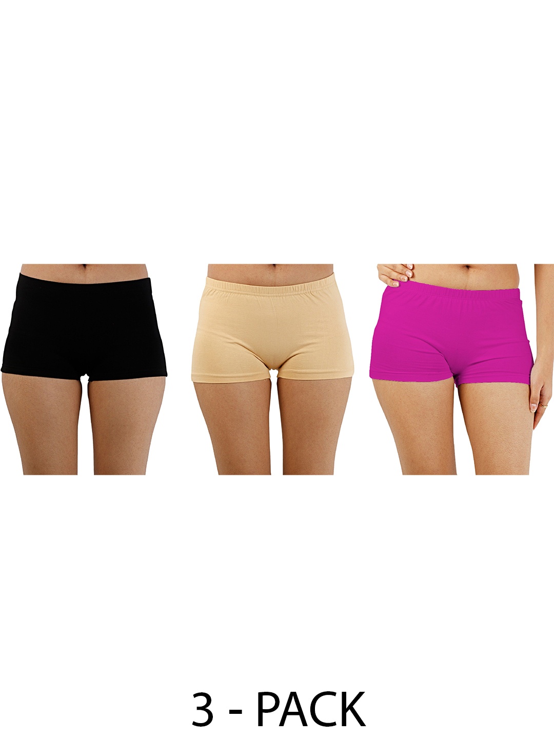 

Diving Deep Women Pack of 3 Mid - Rise Boy Shorts Briefs, Black