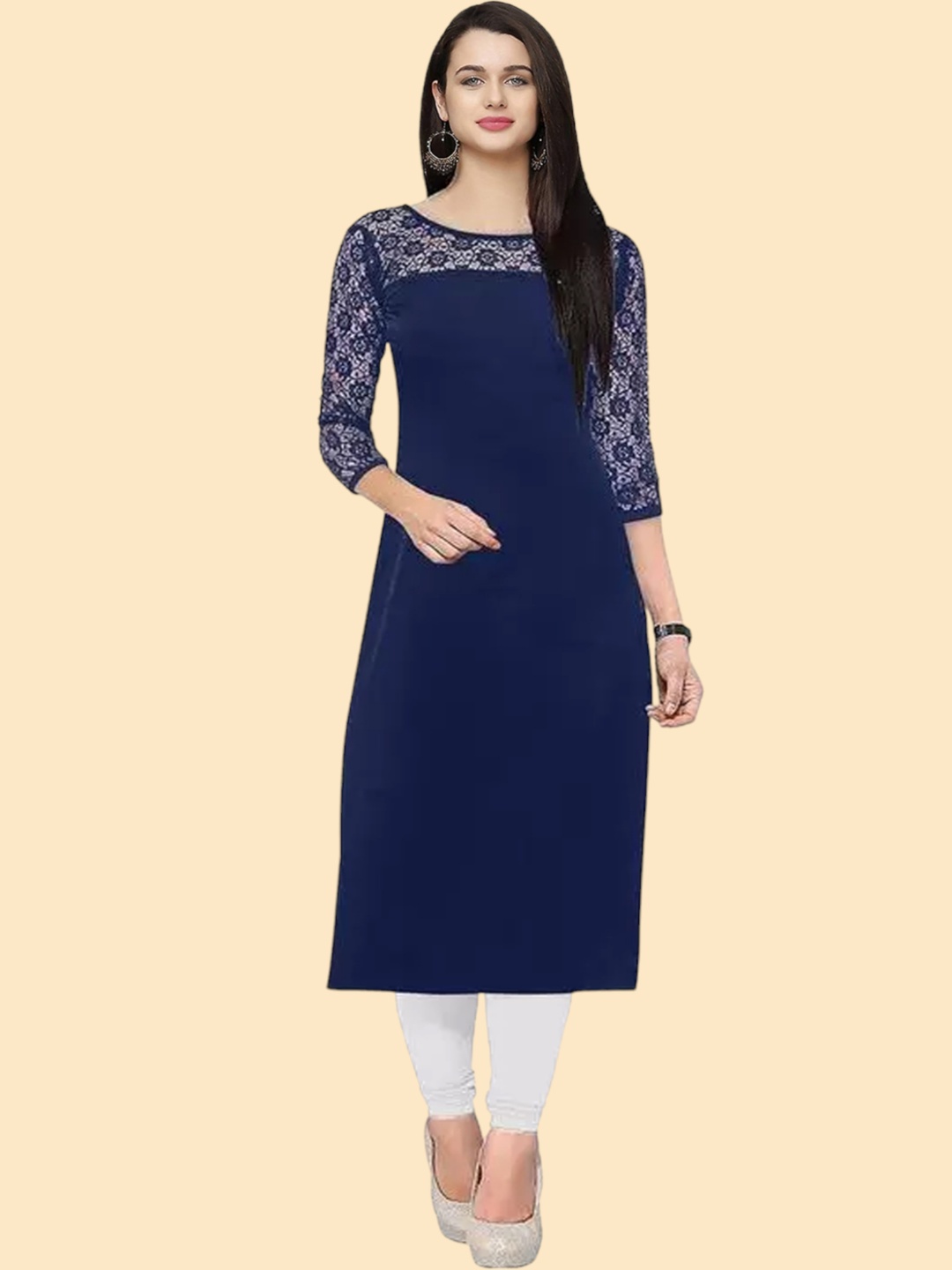 

Dream Beauty Fashion Pure Crepe Kurti, Navy blue
