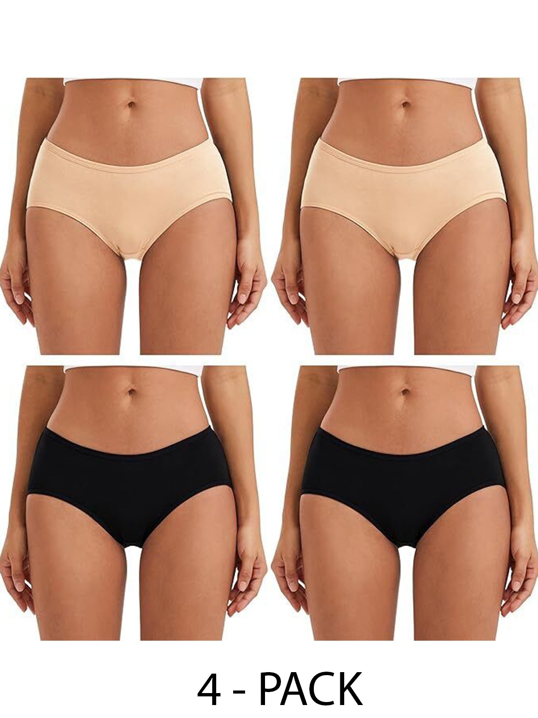 

Diving Deep Pack of 4 Cotton Hipster Briefs, Beige