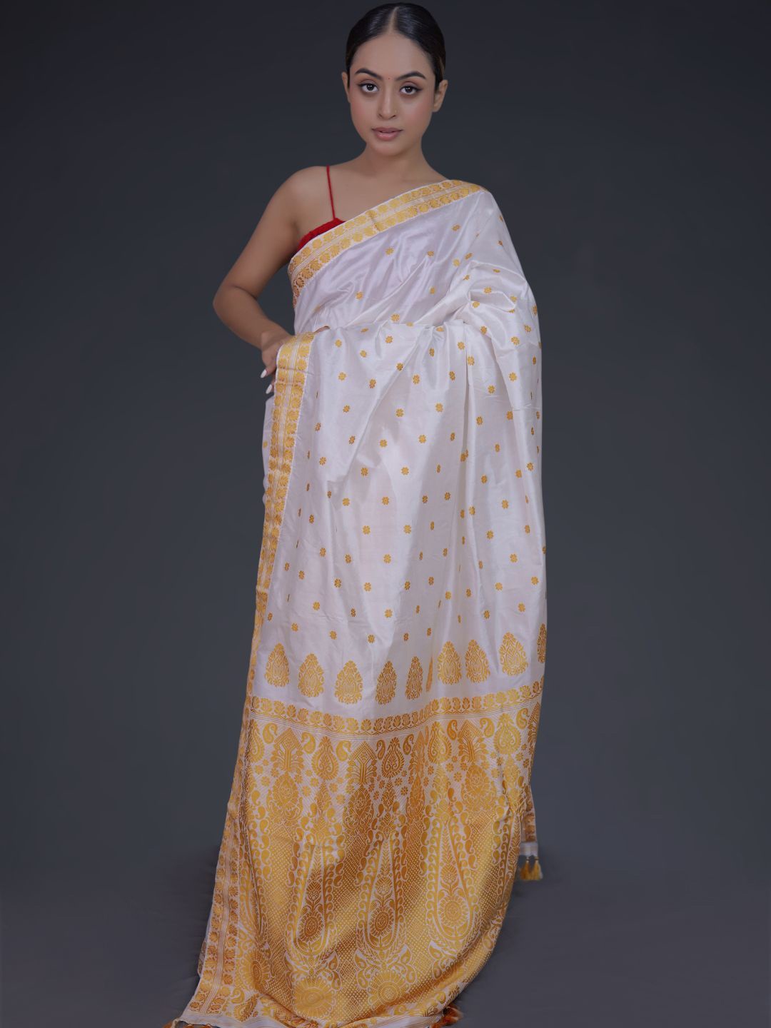 

Mayuri Silk Floral Pure Silk Saree, White
