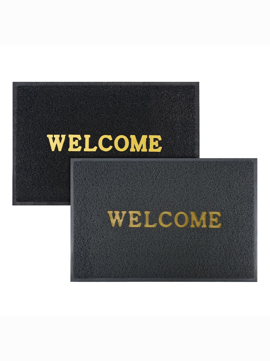 

Kuber Industries Black & Grey 2 Pieces Textured Anti-Skid Rubber Doormats