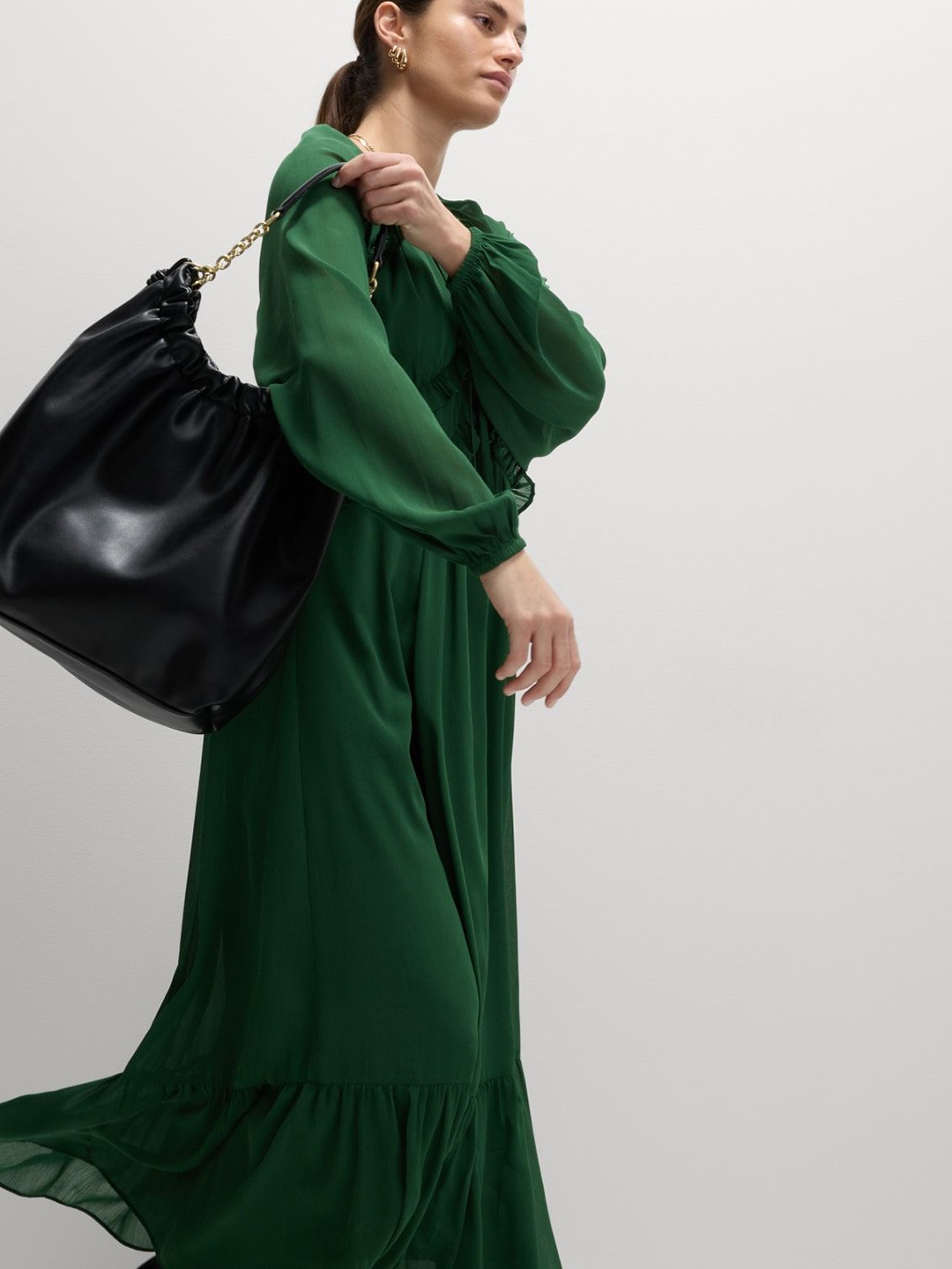 

Marks & Spencer Puff Sleeve Maxi Dress, Green