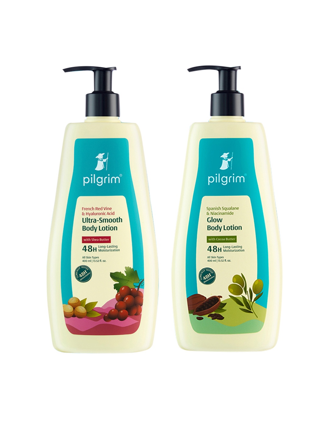 

Pilgrim Glow & Ultra-Smooth Body Lotion Combo - 400ml each, Green