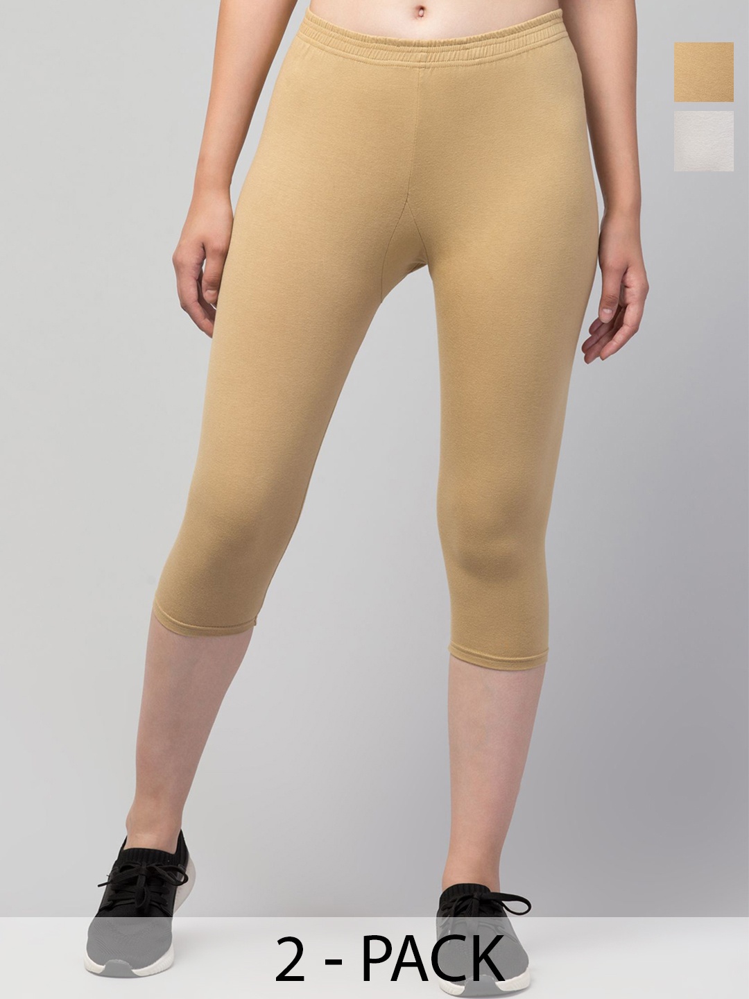 

ULLAS Women Skinny Fit Capris, Beige