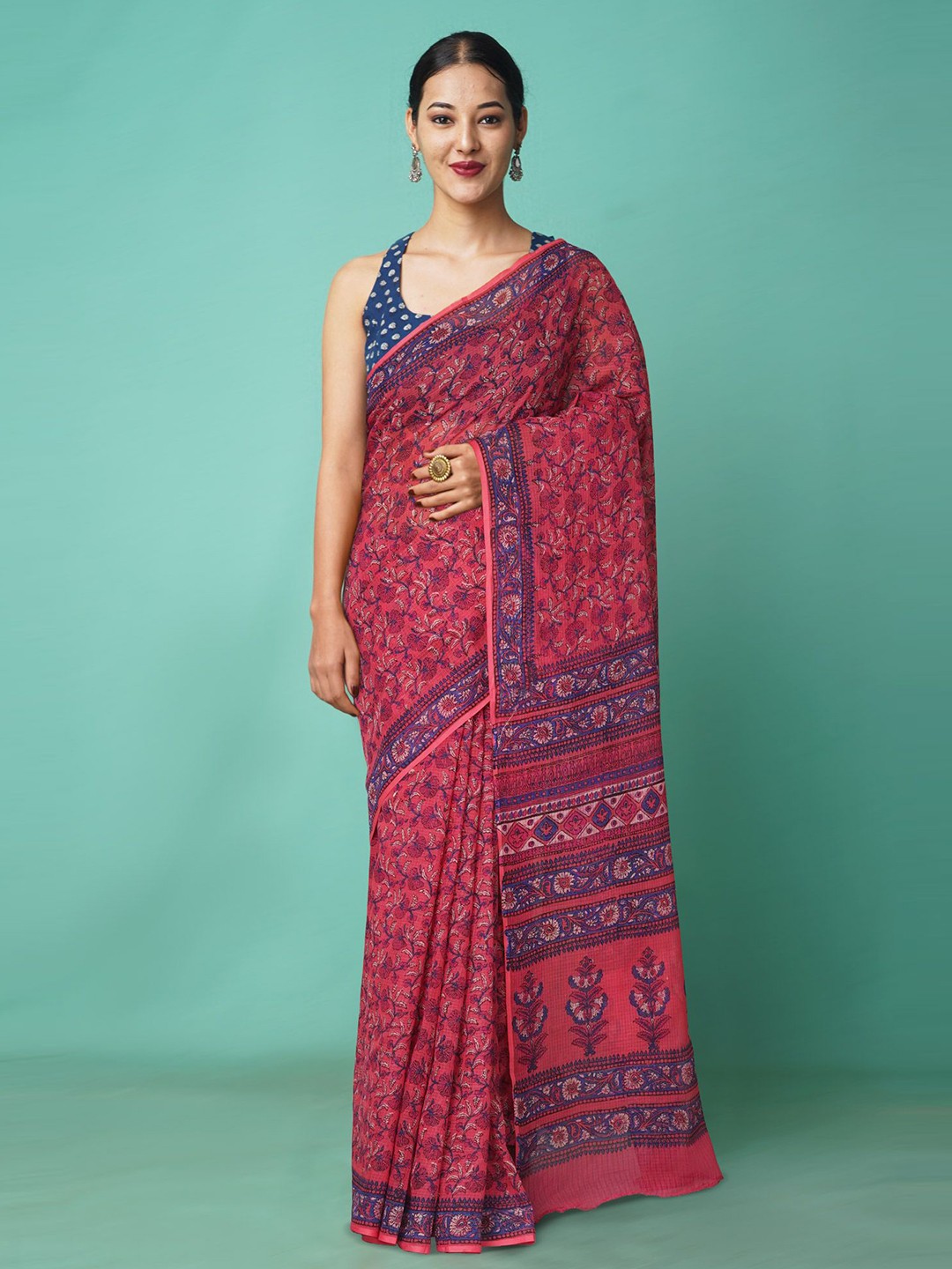 

Unnati Silks Floral Net Handloom Kota Saree, Pink