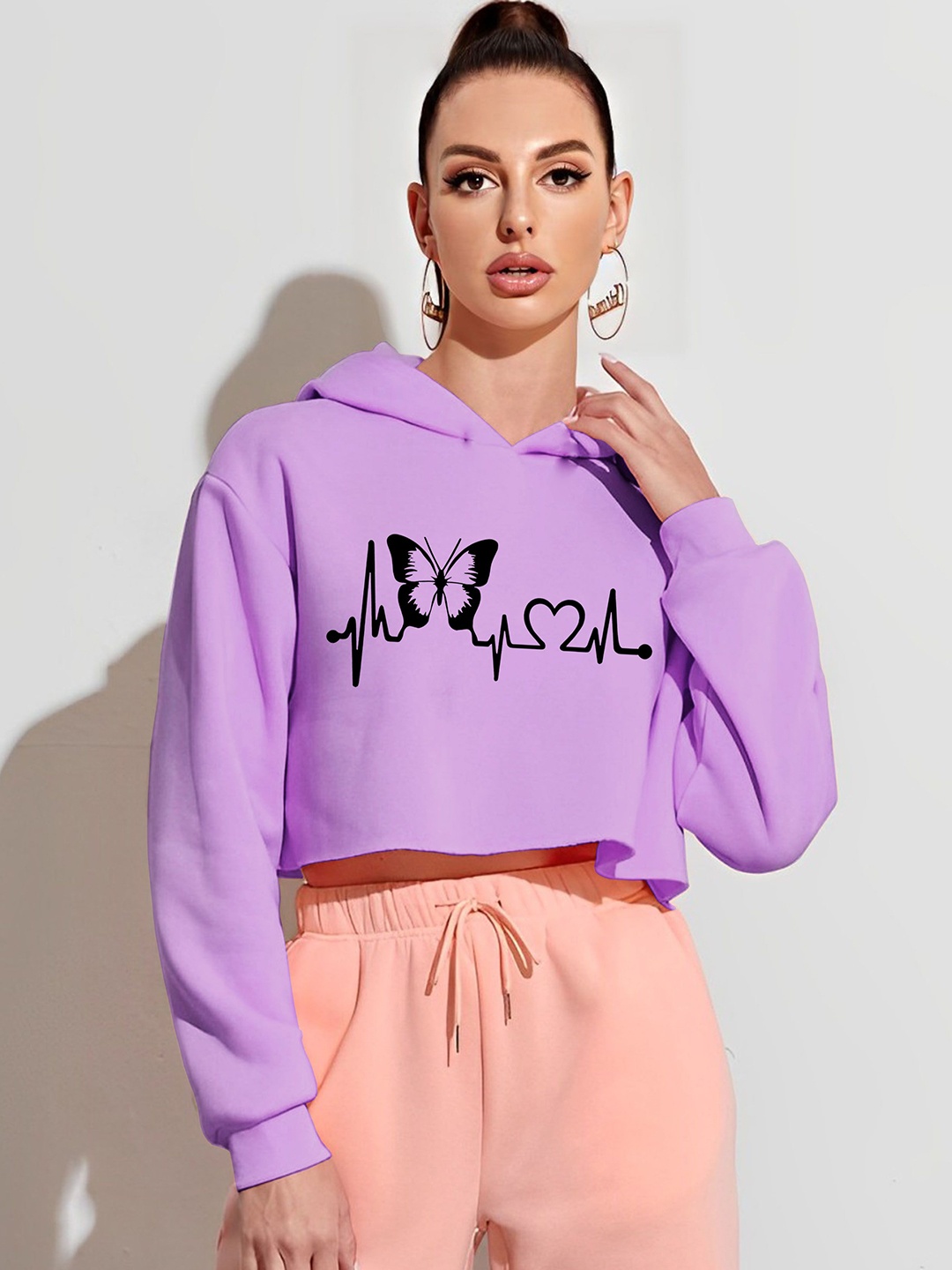 

Parona Women Printed Hooded Sweatshirt, Lavender