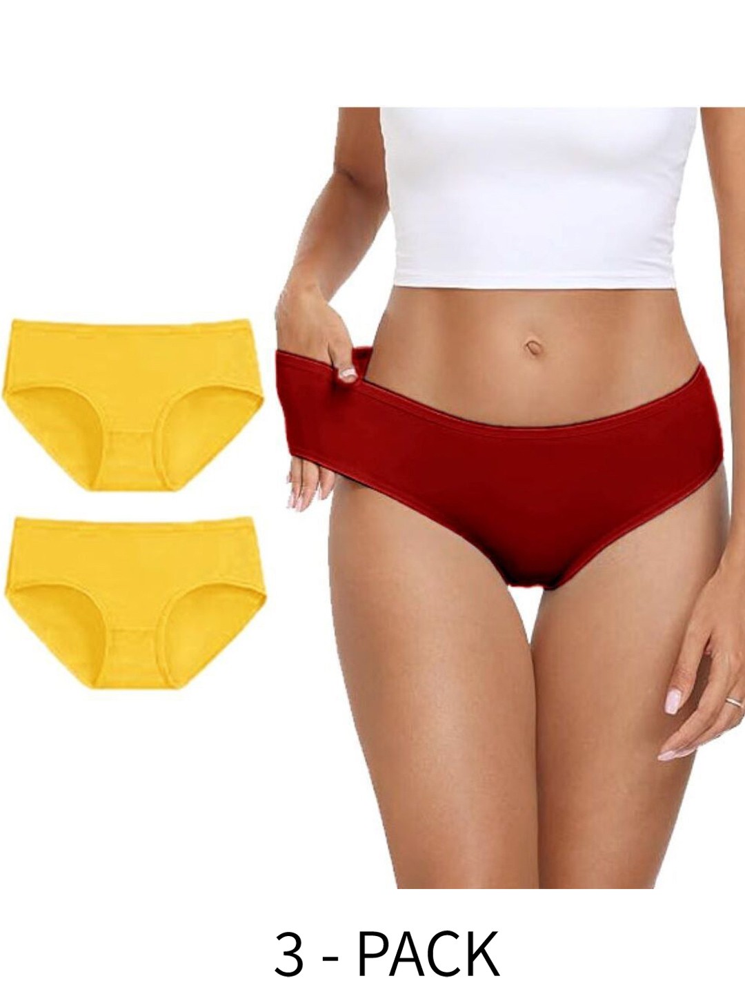 

Diving Deep Women Pack of 3 Cotton Boy Shorts Briefs, Red