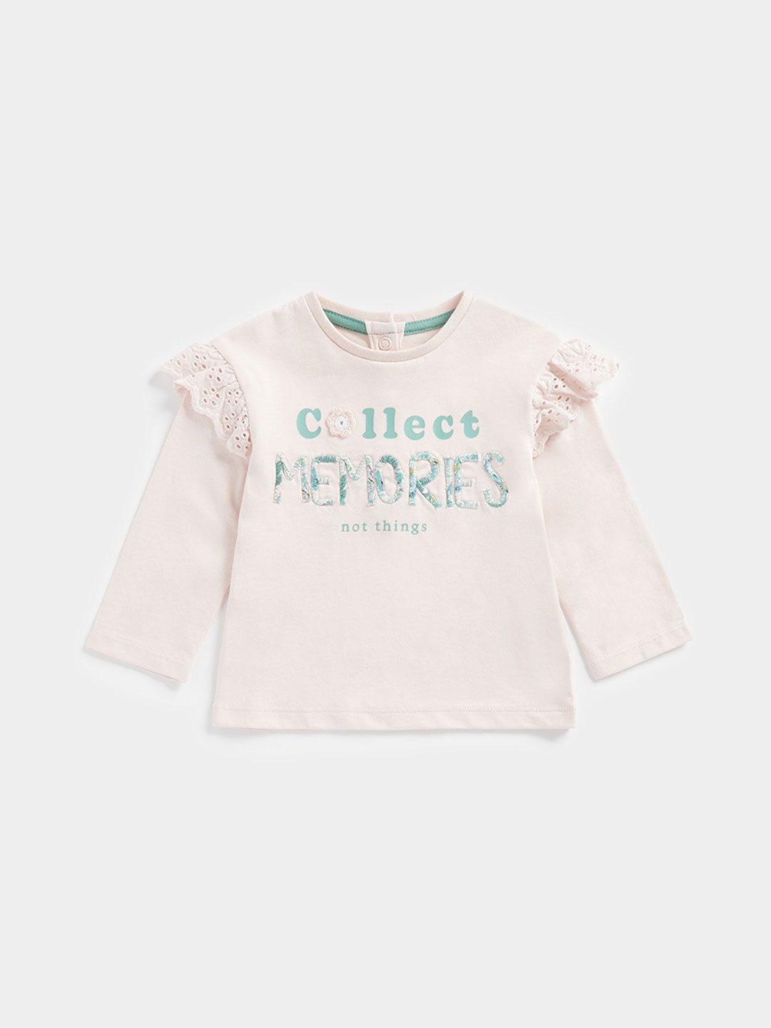

mothercare Girls Typography Printed Pure Cotton Applique Cotton Casual Top, Pink