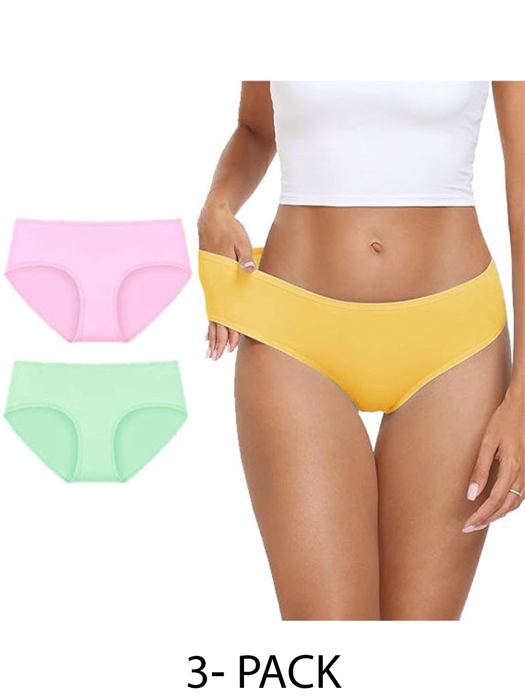 

Diving Deep Women Pack of 3 Cotton Basic Briefs, Yellow