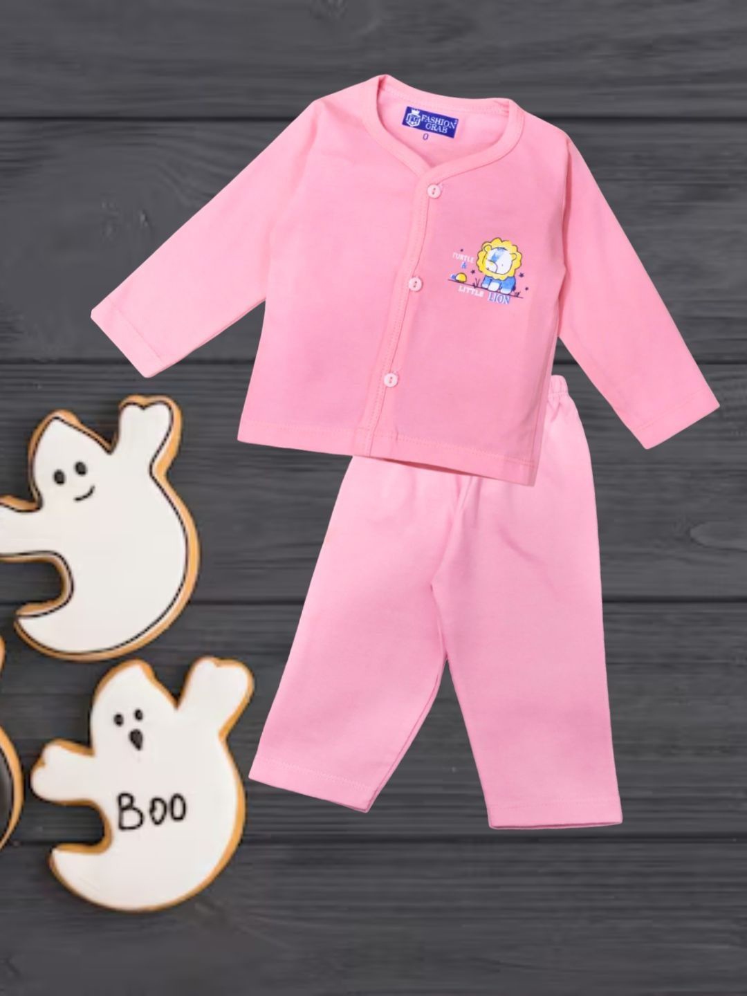 

FASHION GRAB Infants Printed Pure Cotton Shirt with Trouser, Pink