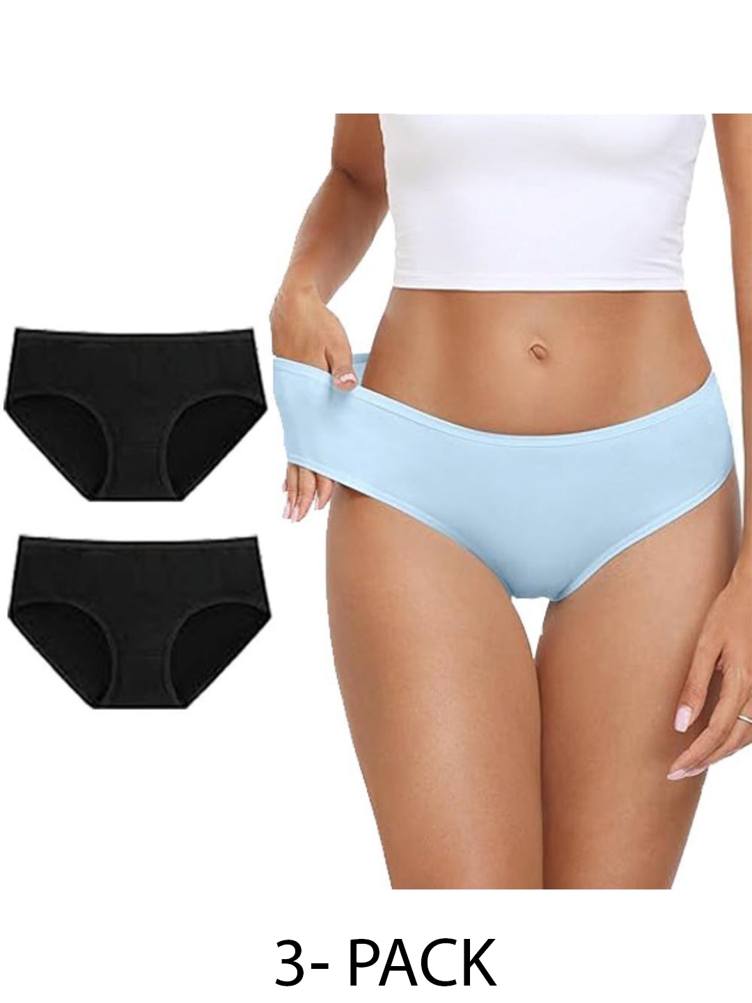 

Diving Deep Women Pack of 3 Cotton Mid-Rise Hipster Briefs, Blue