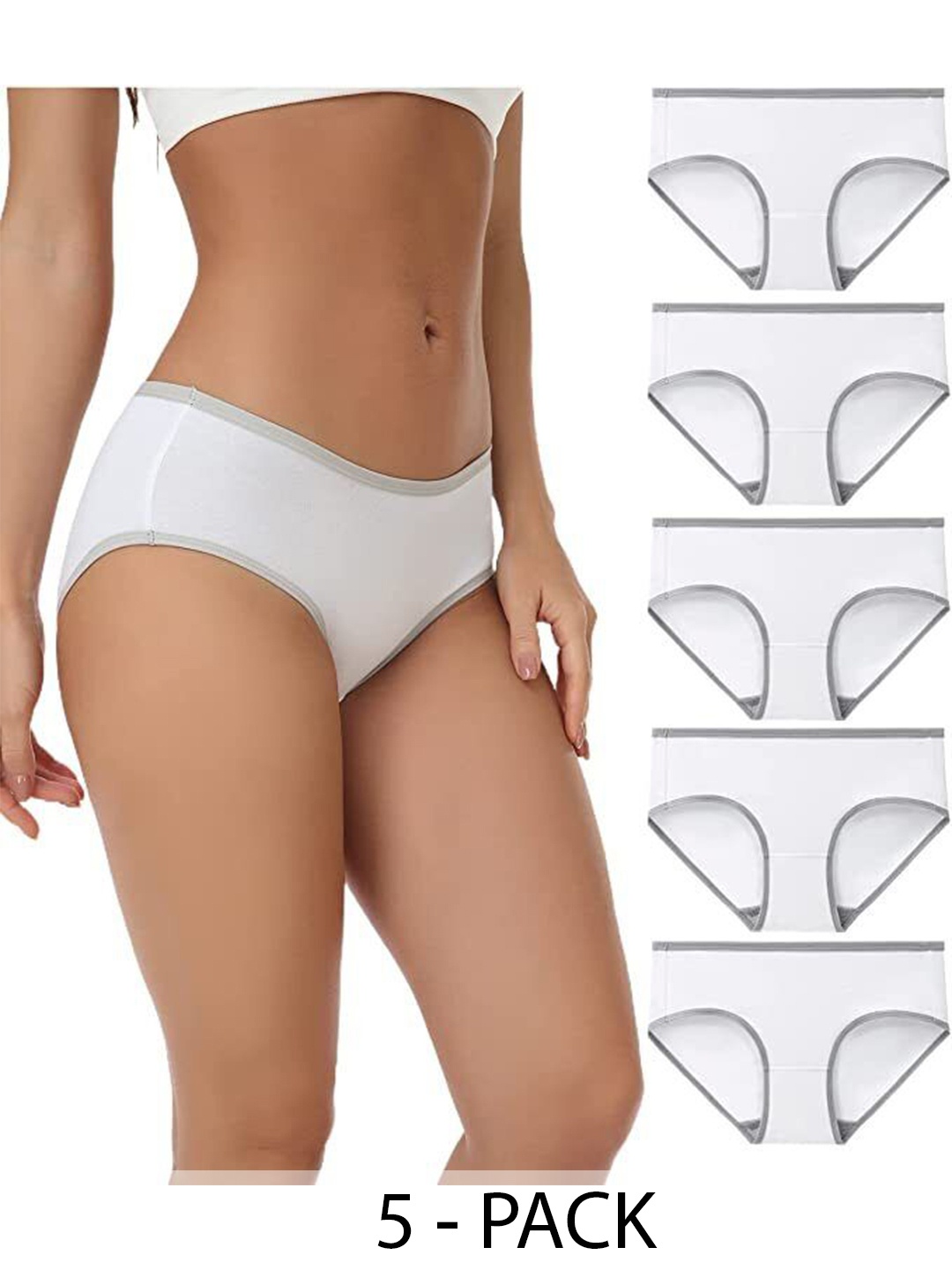 

Diving Deep Women Pack of 5 Cotton Assorted Plus Size Hipster Briefs