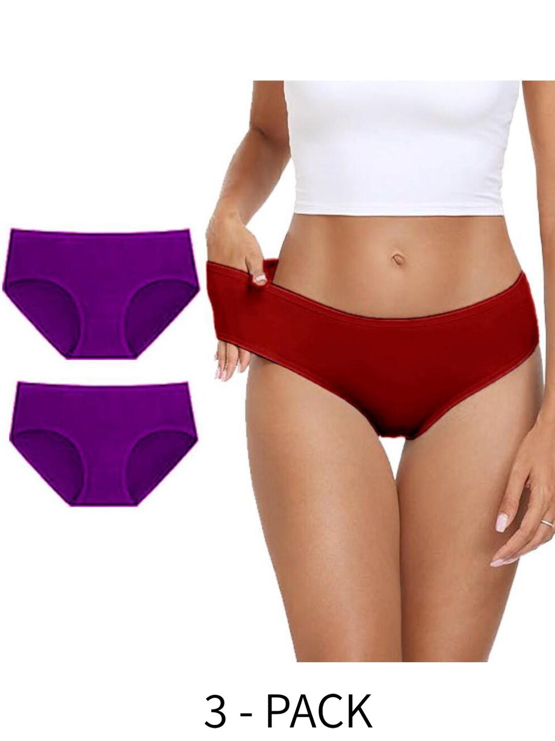 

Diving Deep Women Pack Of 3 Cotton Hipster Briefs, Red