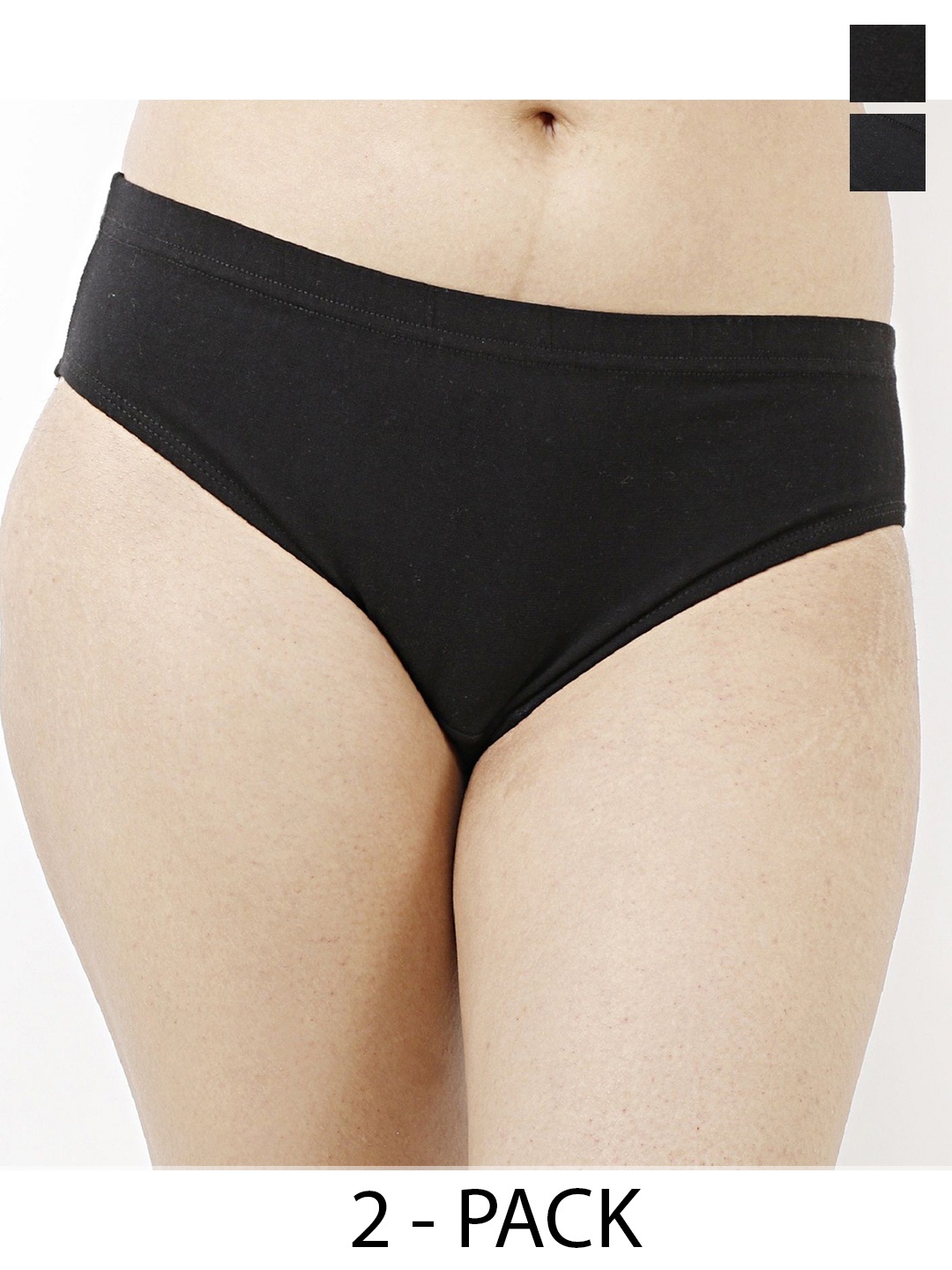 

Diving Deep Women Pack of 2 Cotton Hipster Briefs, Black