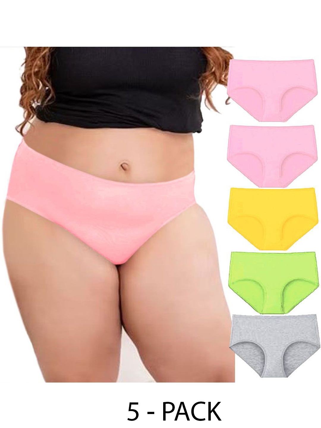 

Diving Deep Women Pack of 5 Cotton Hipster Briefs, Pink