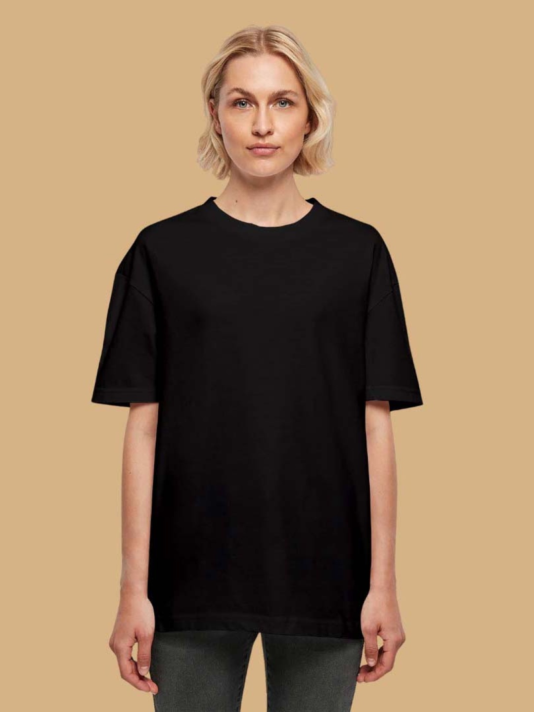 

OFFMINT Women Extended Sleeves Indigo Raw Edge T-shirt, Black