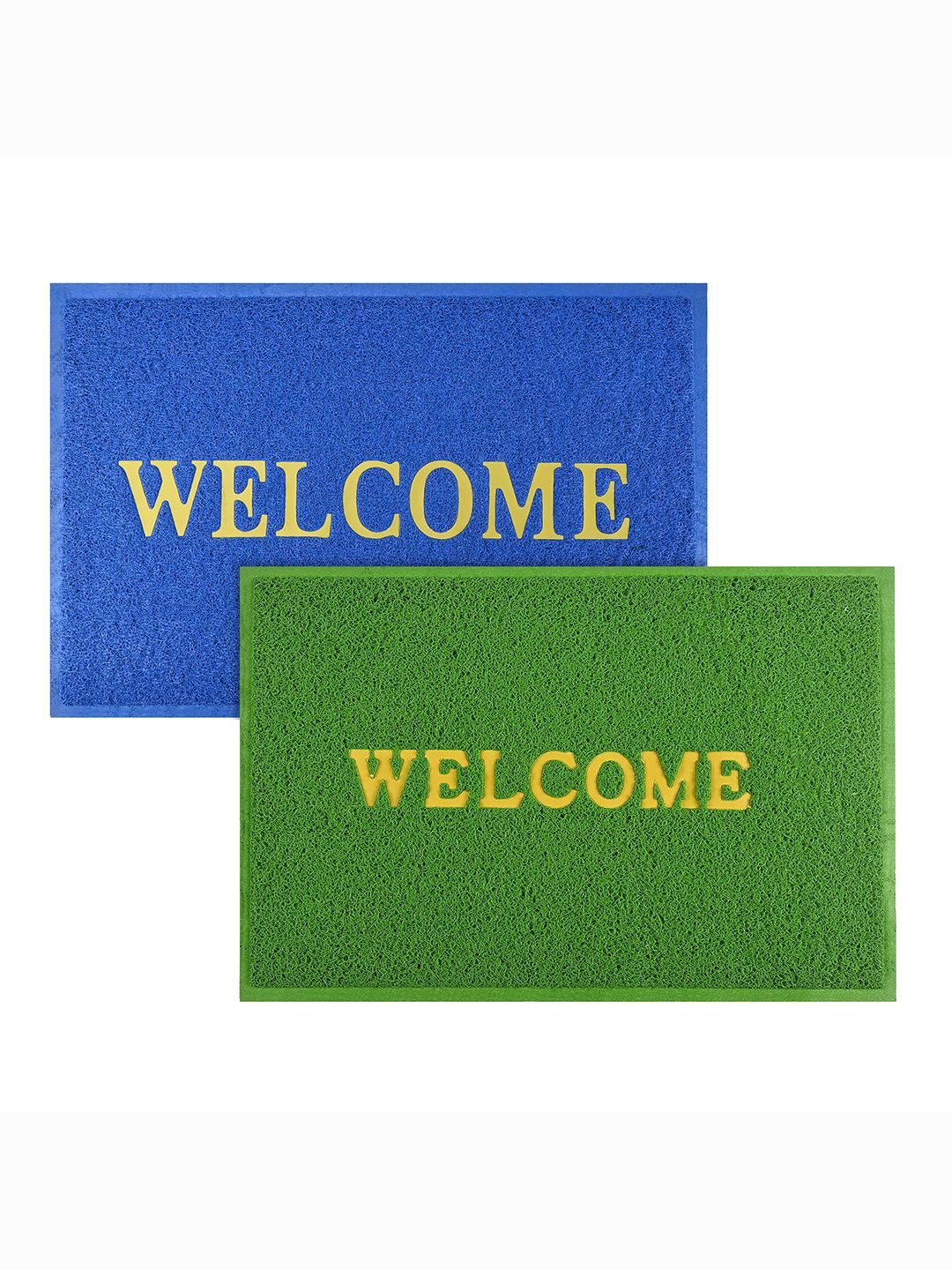 

Kuber Industries Blue & Green Pack of 2 Rubber Large Doormats