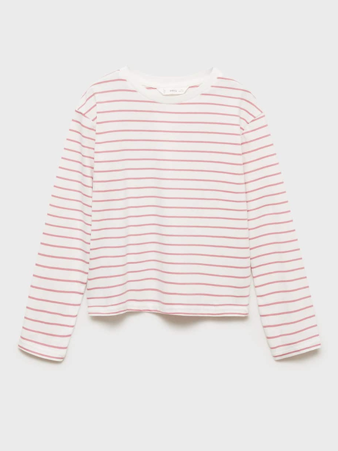 

Mango Kids Girls Striped Drop-Shoulder Sleeves Pure Cotton T-shirt, White