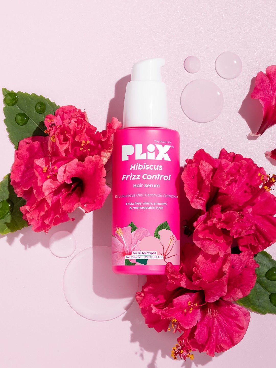 

PLIX THE PLANT FIX Hibiscus Frizz Control Hair Serum Smoothes Frizzy Hair - 50 ml, Pink