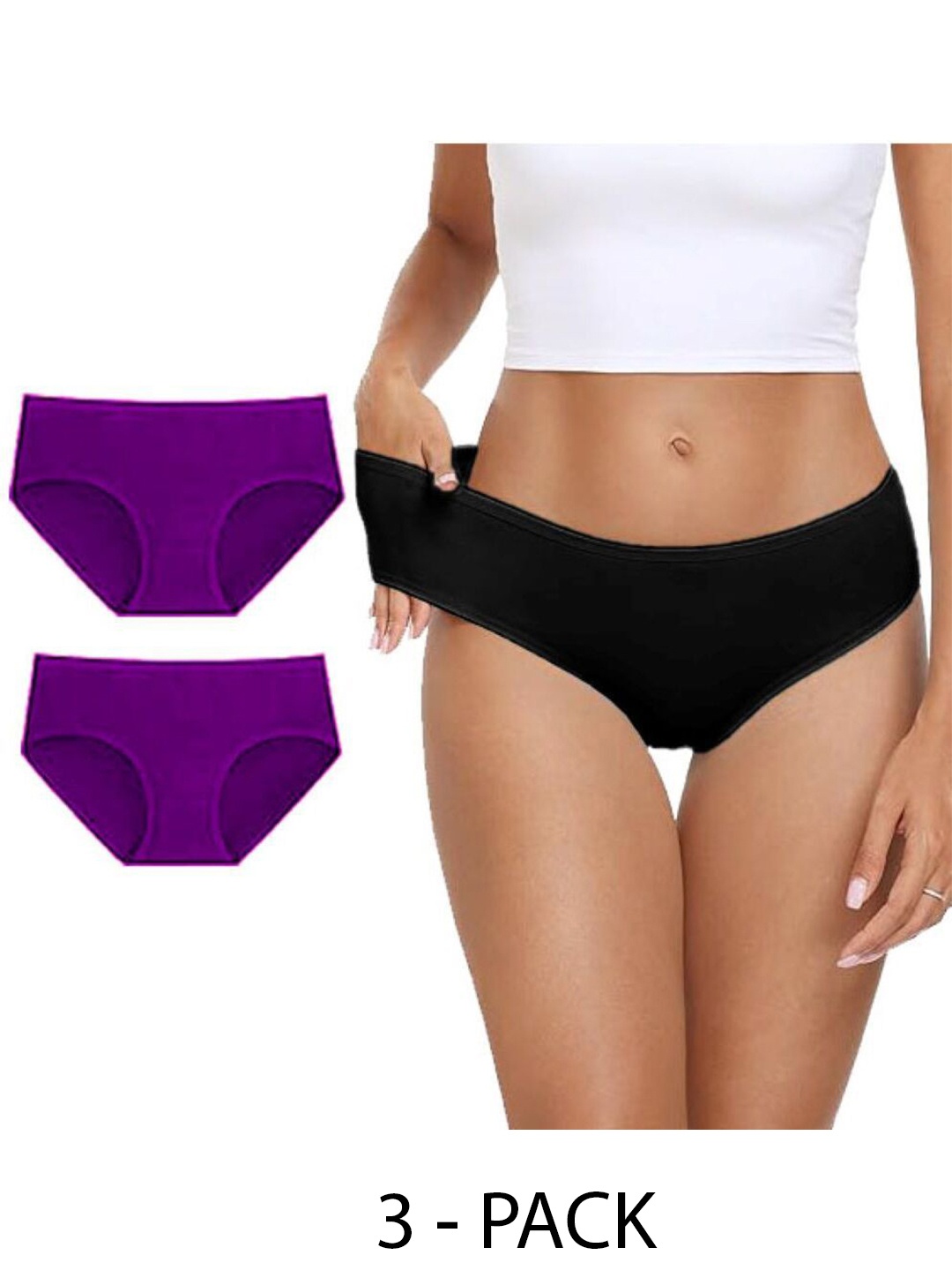 

Diving Deep Women Pack of 5 Cotton Assorted Plus Size Hipster Briefs