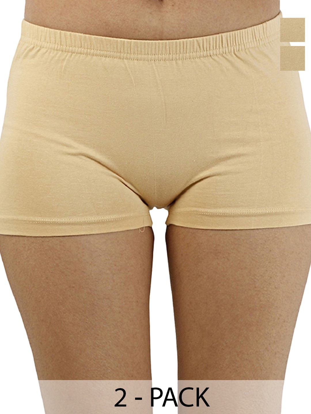 

Diving Deep Women Pack Of 2 Cotton Boy Shorts Briefs, Beige