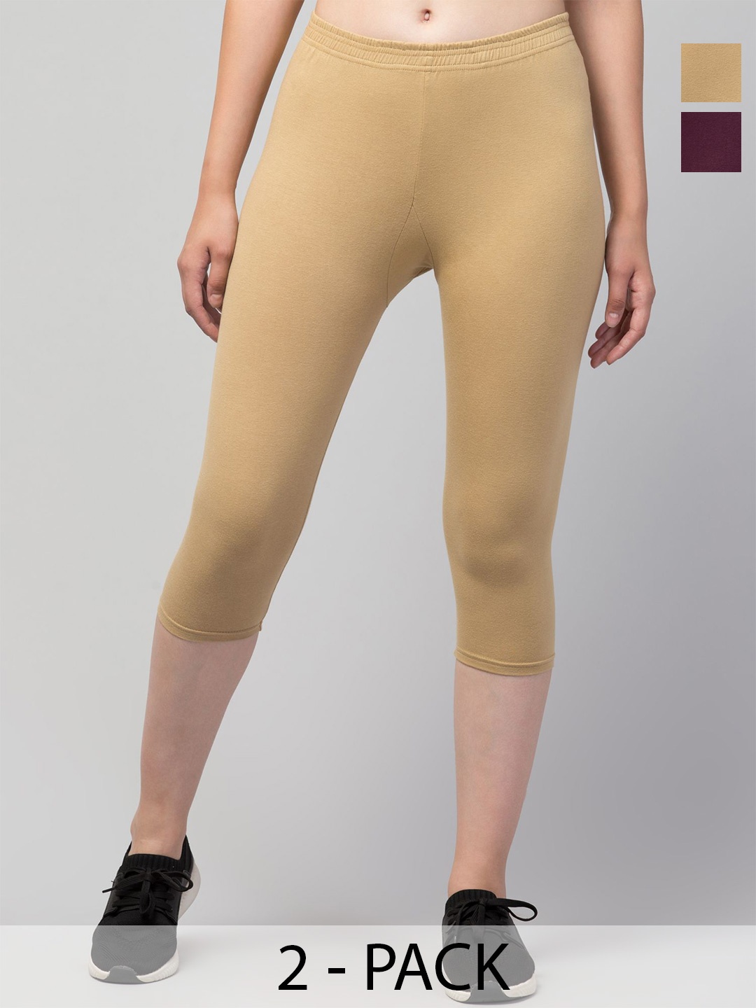 

ULLAS Women Skinny Fit Capris, Beige