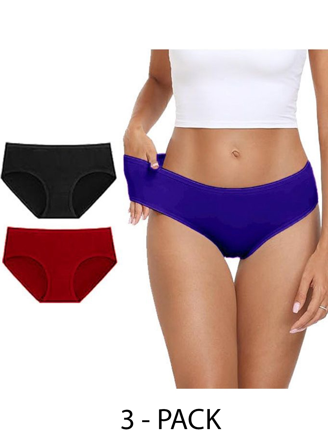 

Diving Deep Women Pack of 3 Cotton Hipster Briefs, Maroon