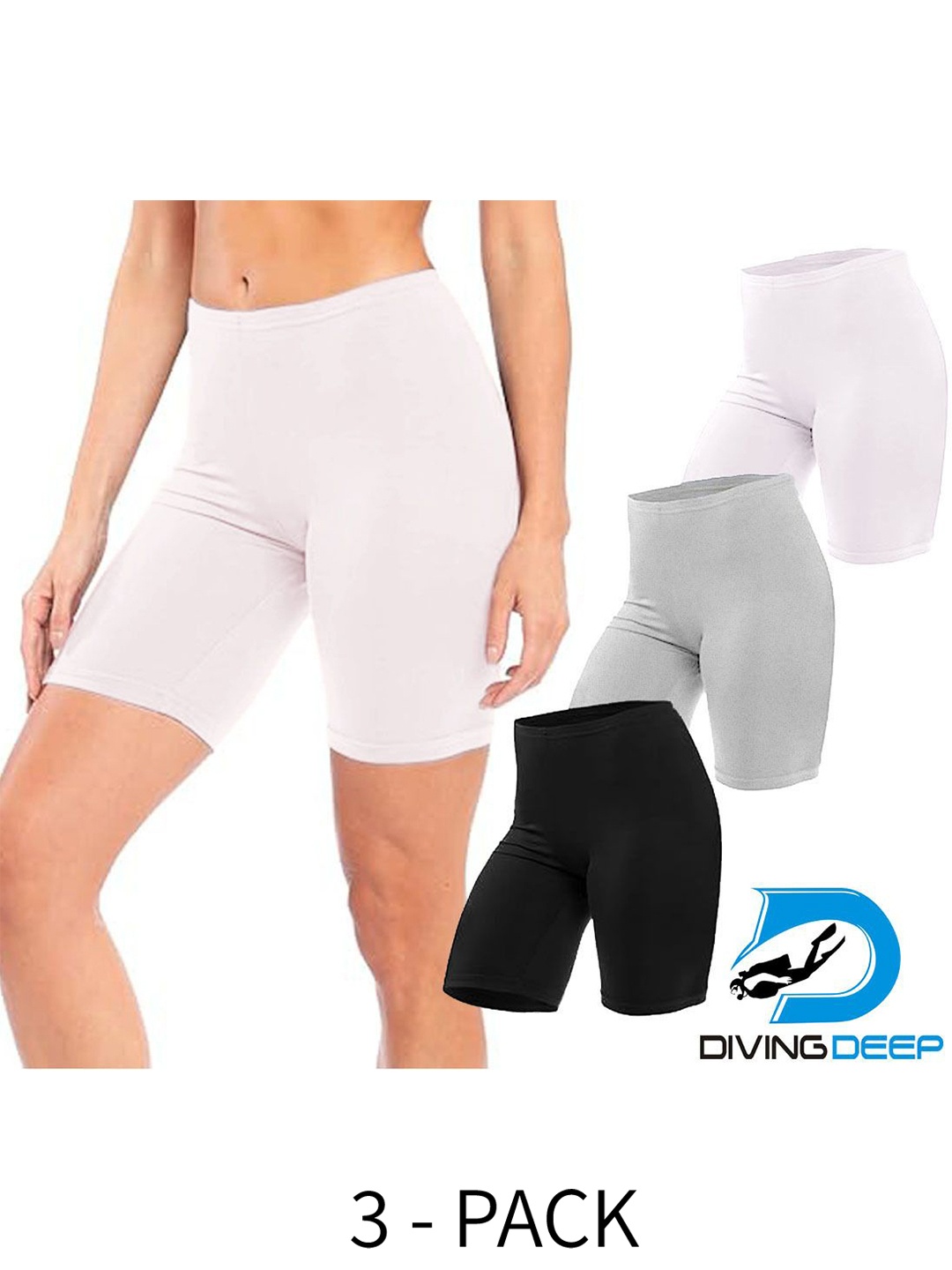 

Diving Deep Women Pack of 3 Cotton High-Rise Boy Shorts Briefs, Black