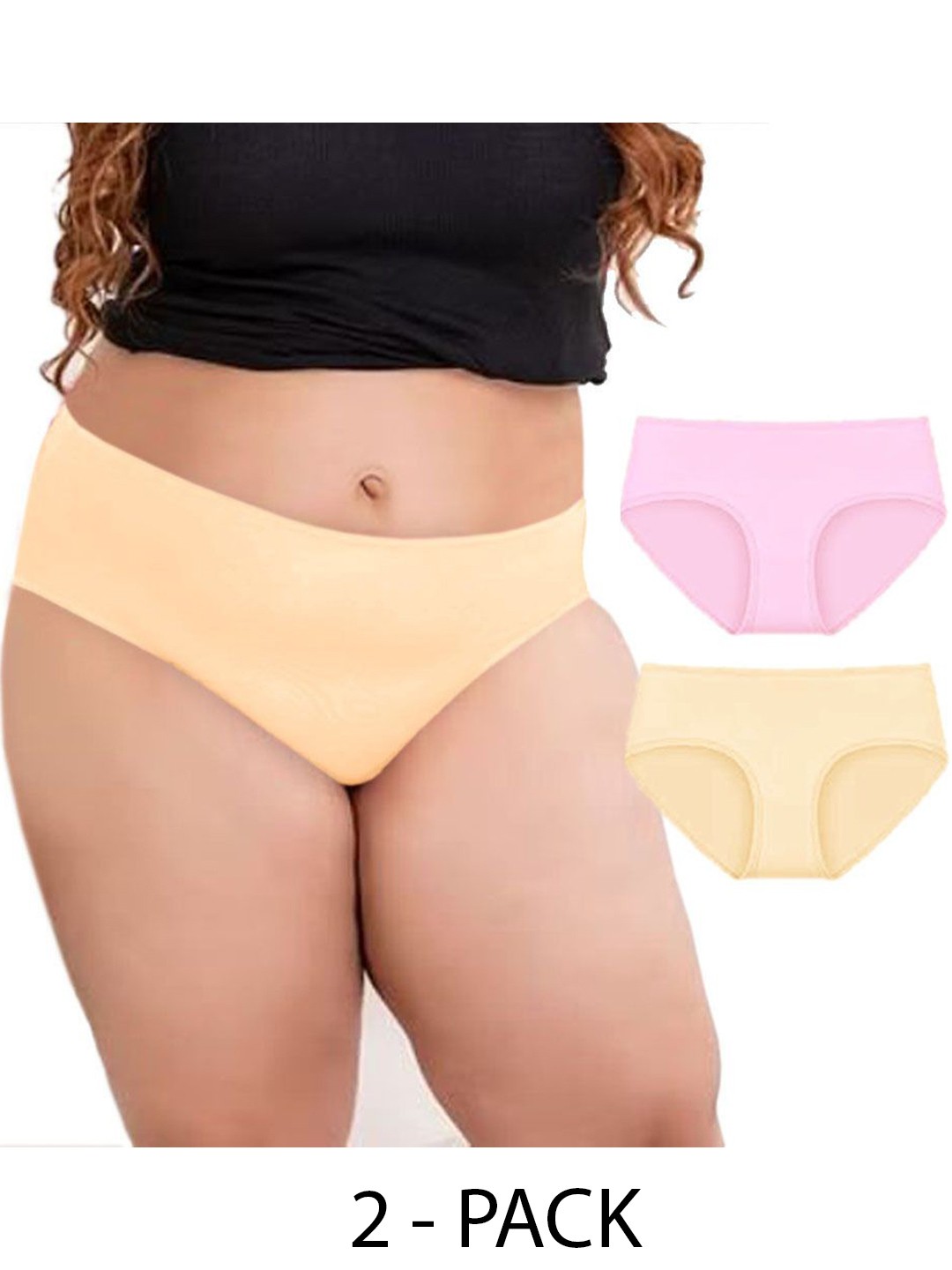

Diving Deep Women Pack of 2 Cotton Plus Size Hipster Briefs, Yellow