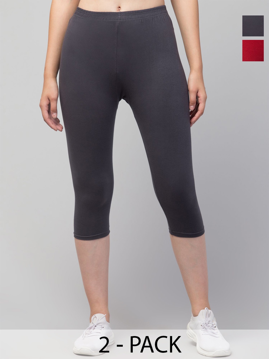 

ULLAS Women Skinny Fit Capris, Grey