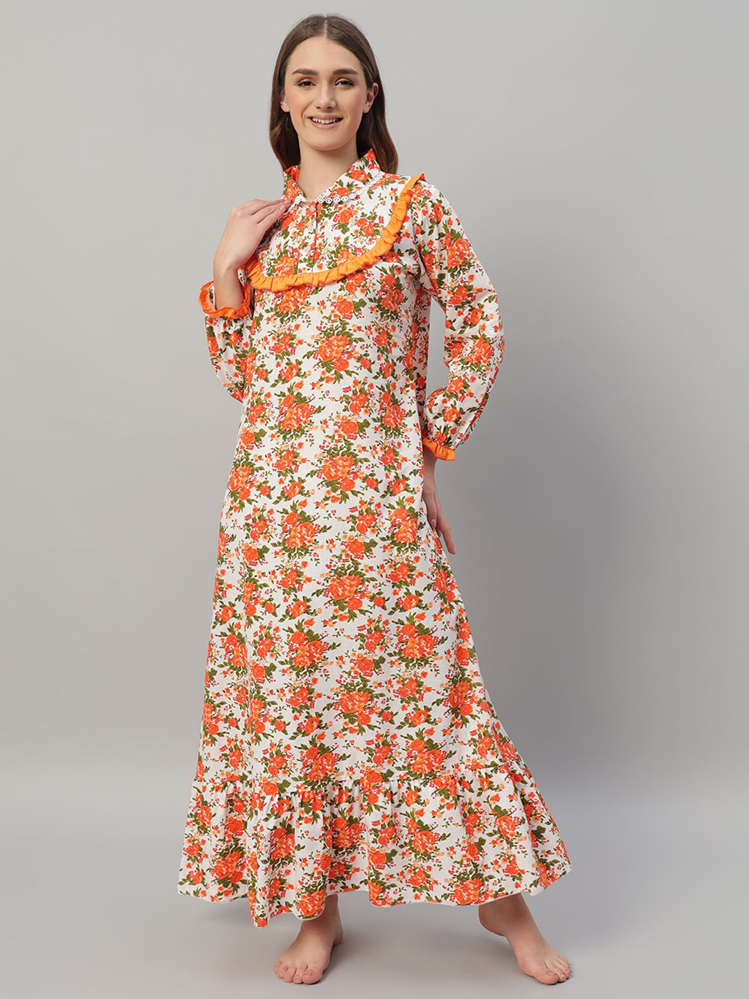 

SEPHANI Printed Maxi Nightdress, Orange