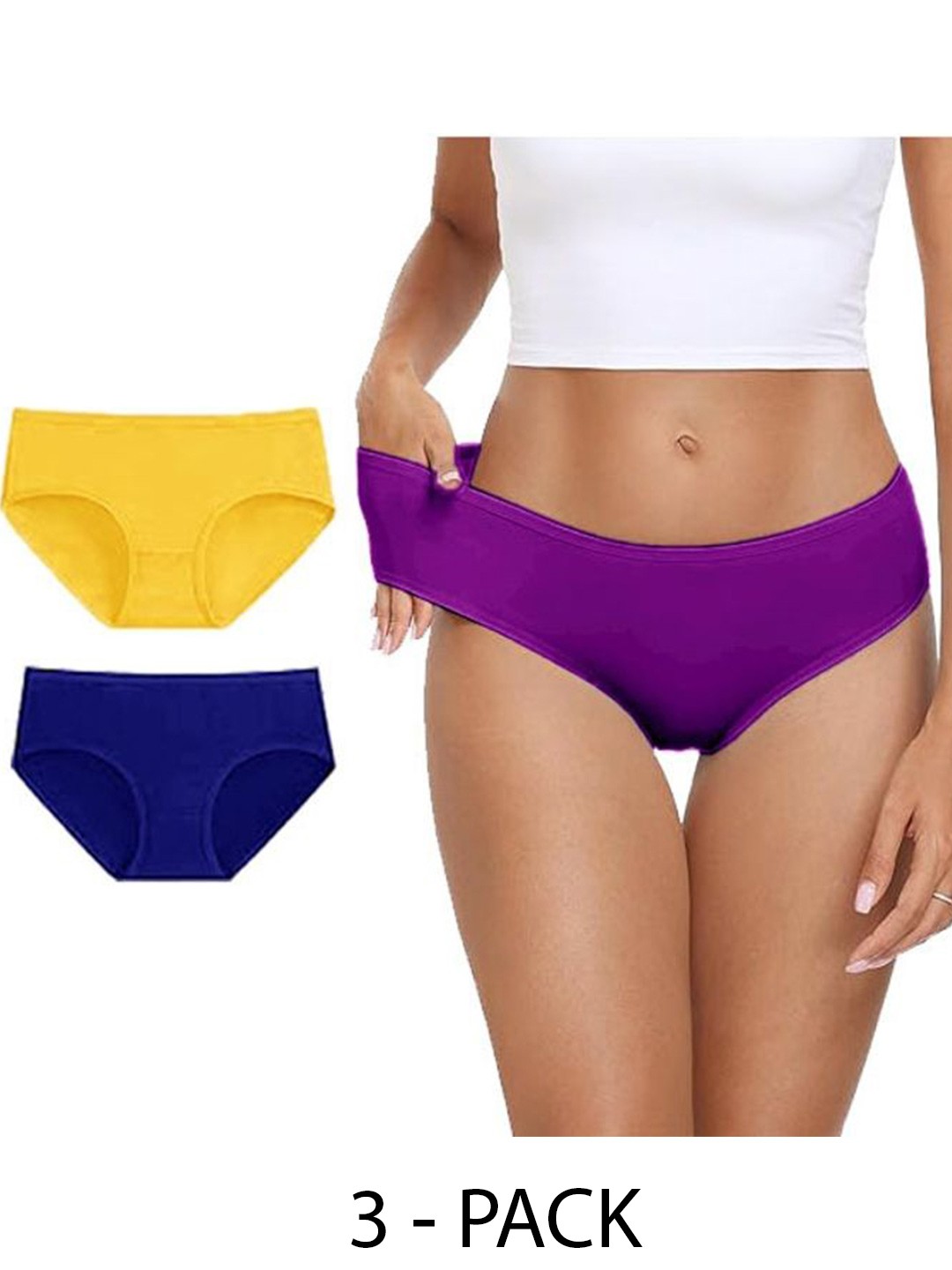 

Diving Deep Women Pack of 3 Cotton Low-Rise Hipster Briefs, Purple