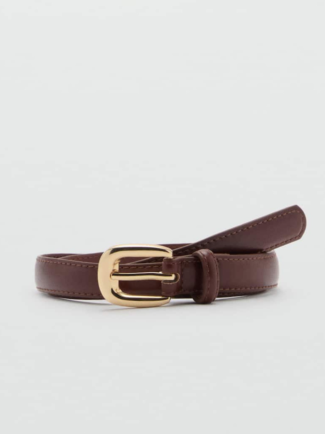 

MANGO Women Solid Slim Belt, Brown