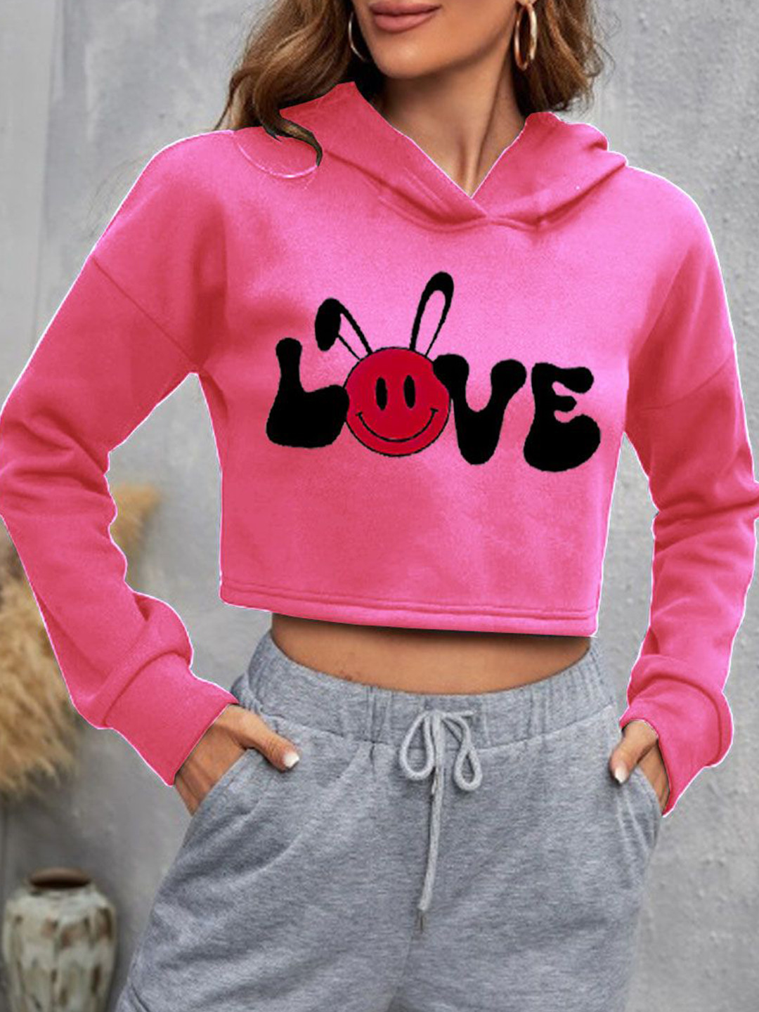 

Parona Women Printed Hooded Sweatshirt, Pink