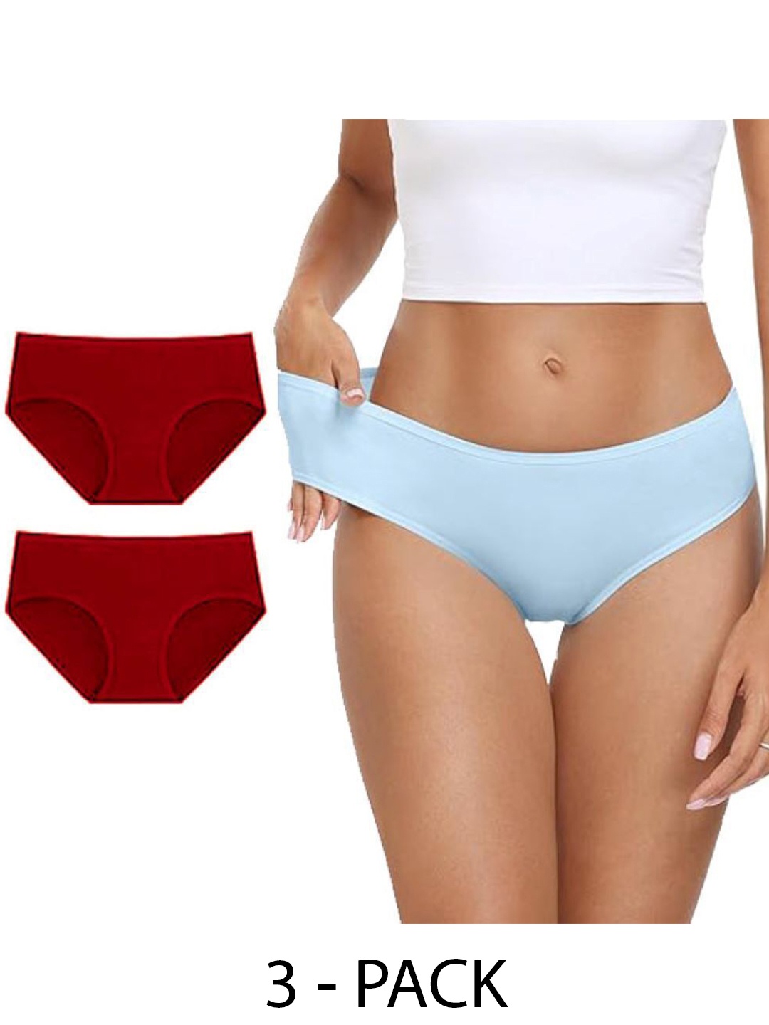 

Diving Deep Women Pack of 3 Cotton Hipster Briefs, Maroon