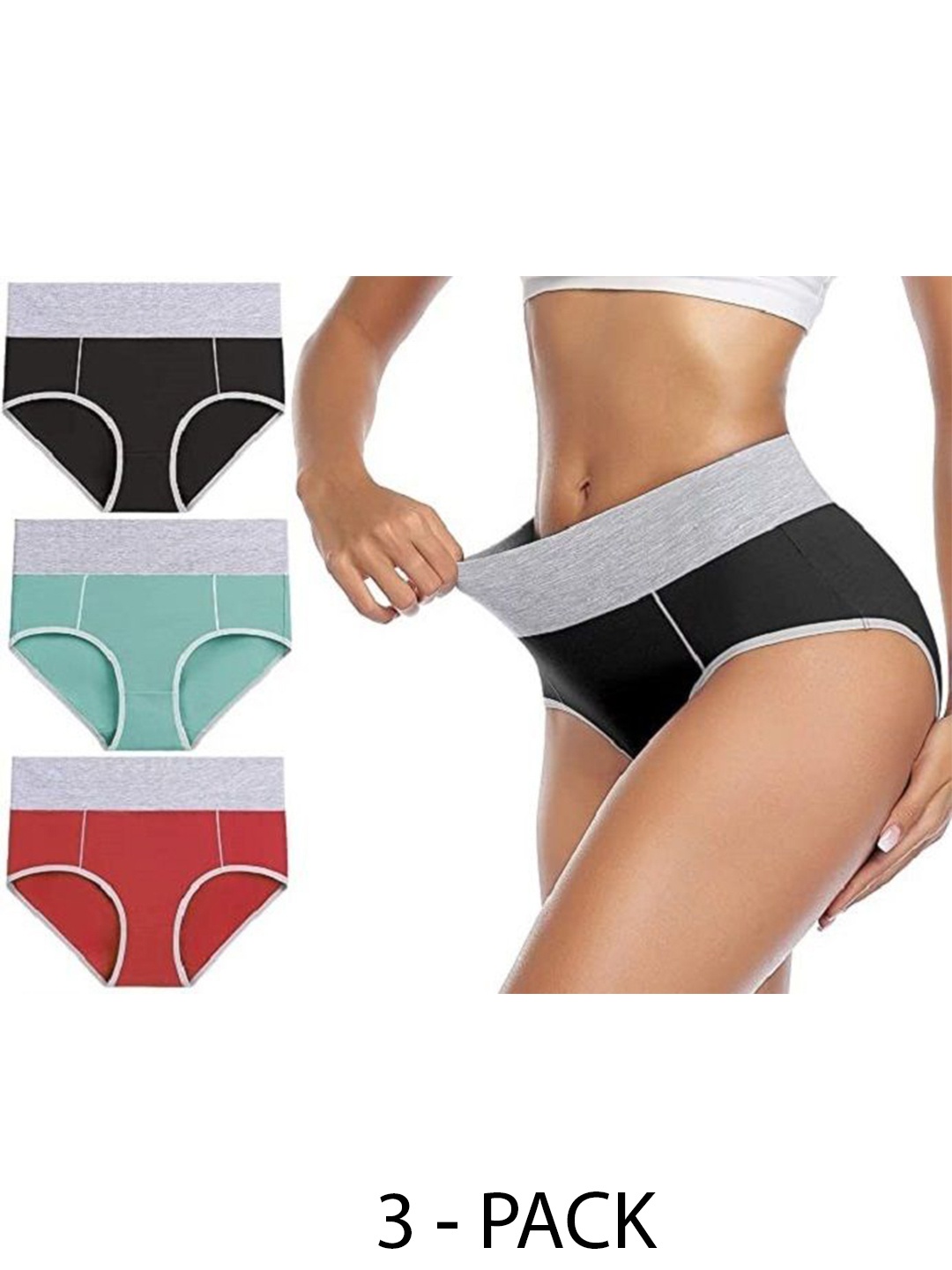 

Diving Deep Women Pack of 3 Hipster Briefs, Black