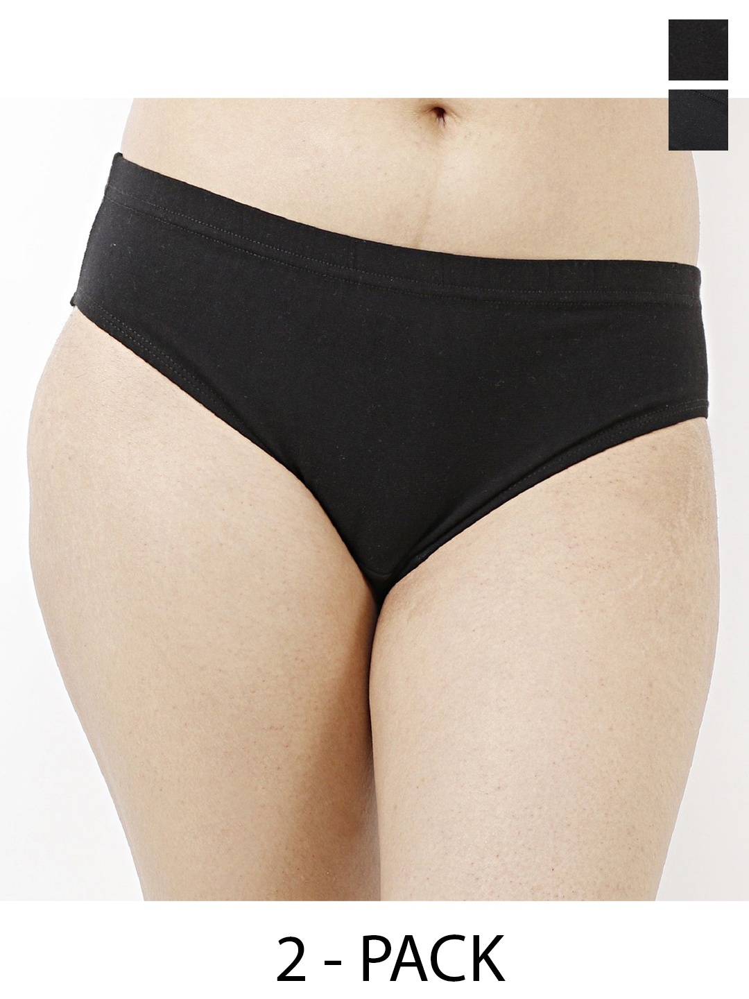 

Diving Deep Women Pack of 2 Cotton Hipster Briefs, Black