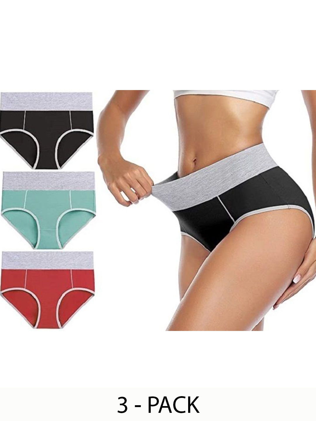 

Diving Deep Women Pack of 3 Hipster Briefs, Black