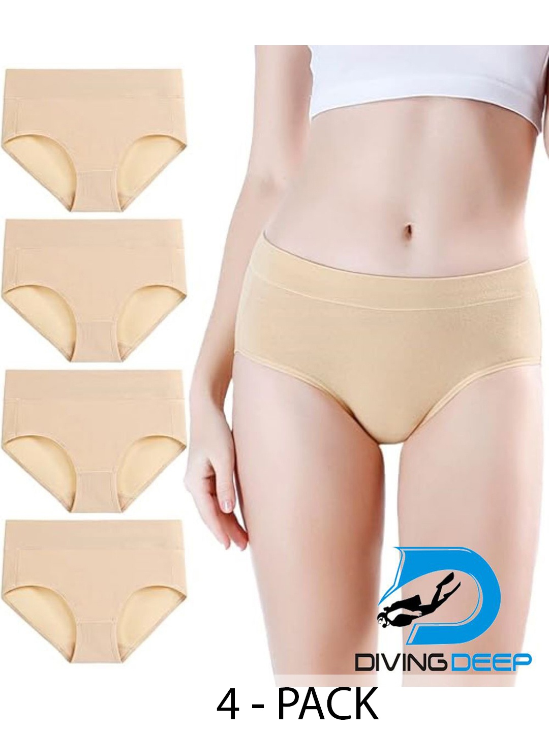 

Diving Deep Pack of 4 Hipster Briefs, Beige