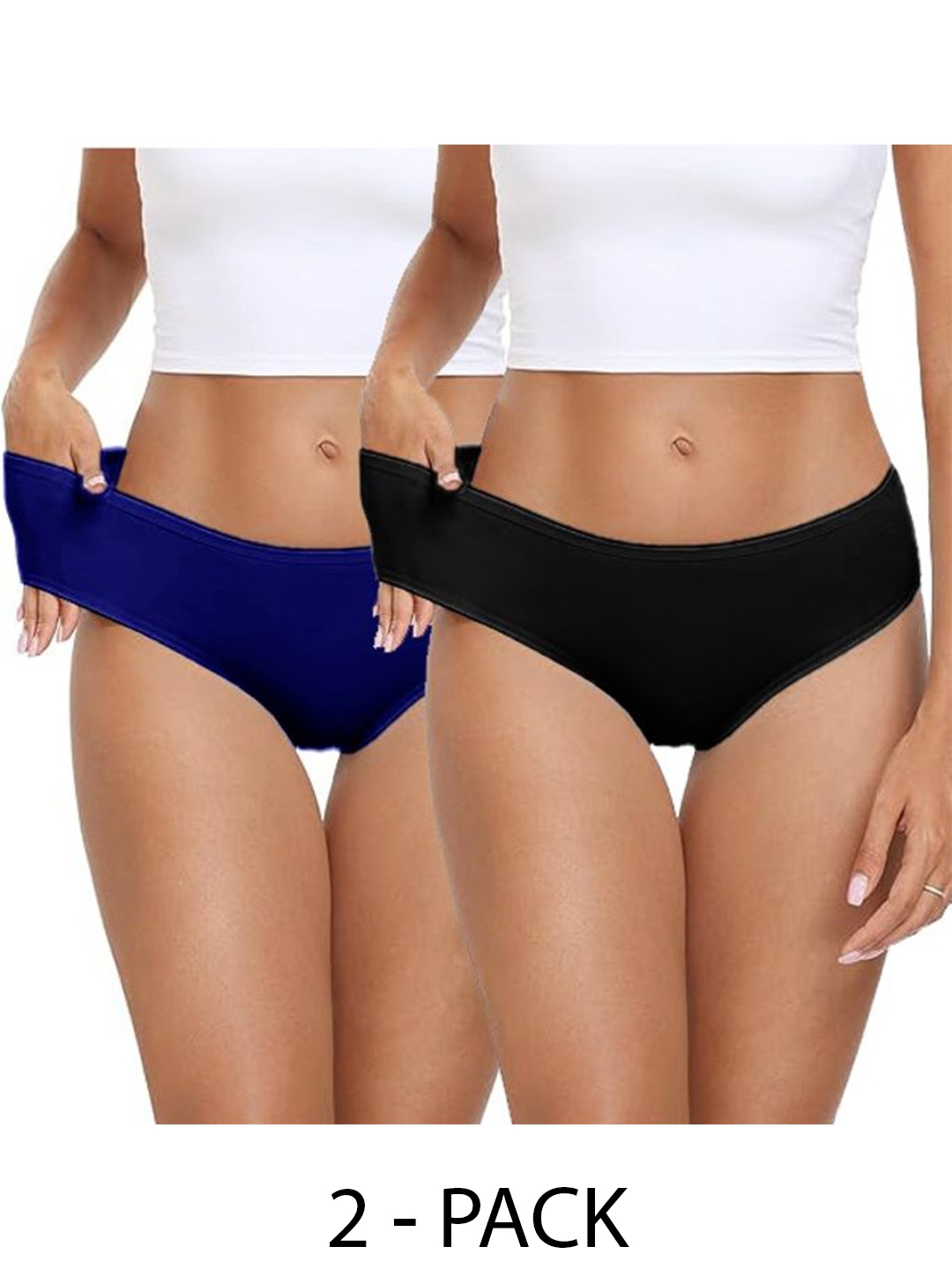 

Diving Deep Women Pack of 2 Mid - Rise Hipster Briefs, Blue