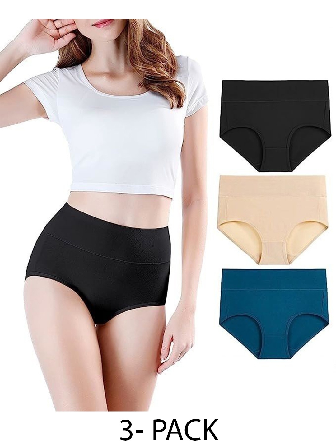 

Diving Deep Women Pack of 3 Hipster Briefs, Black